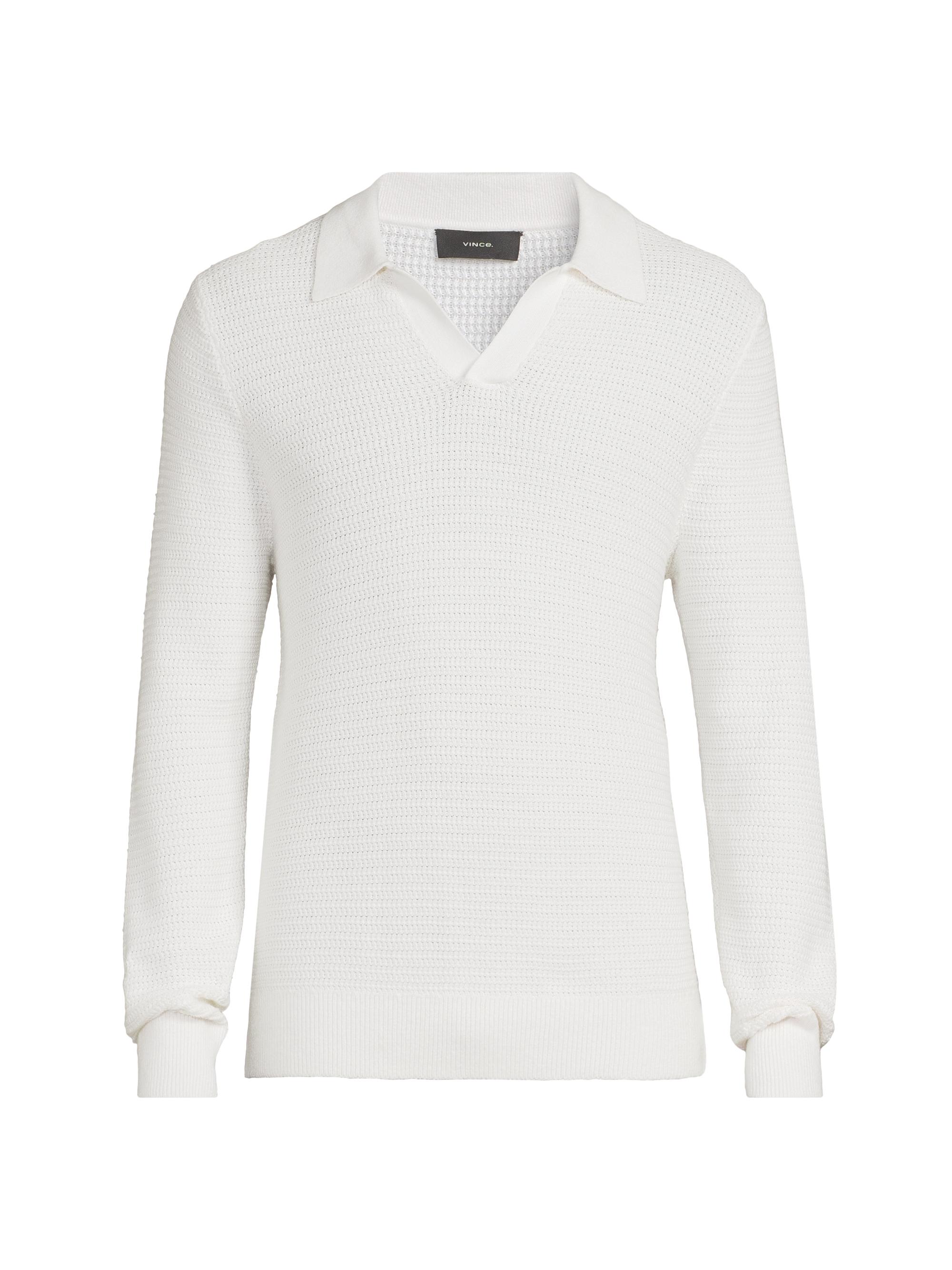 Vince Men's Craftsman Rib Johnny Collar Sweater - Off White
