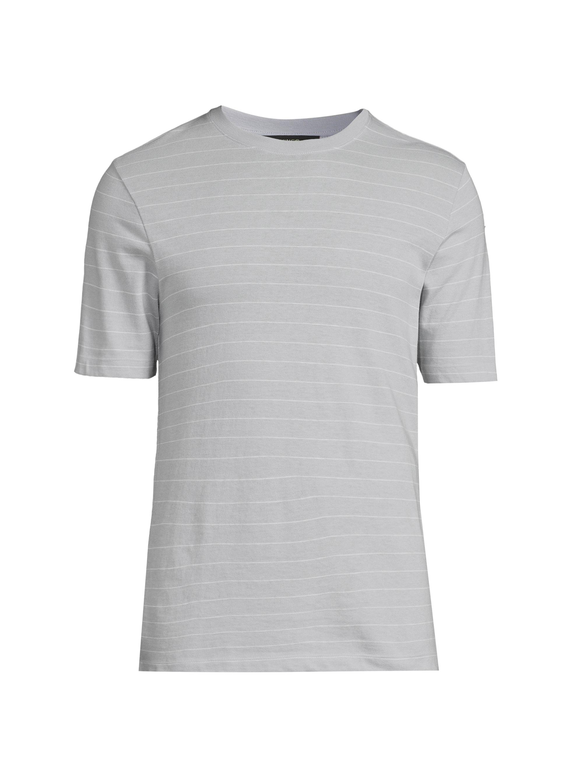 Vince Men's Stripe Cotton Crewneck T-Shirt - Ocean Glass Optic White