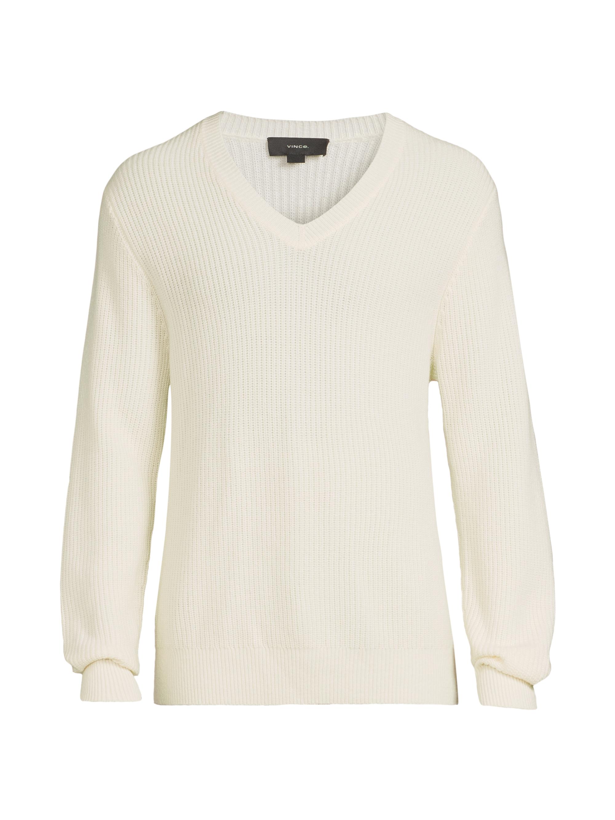 Vince Men's Shaker V-Neck Wool-Cashmere Sweater - Bone