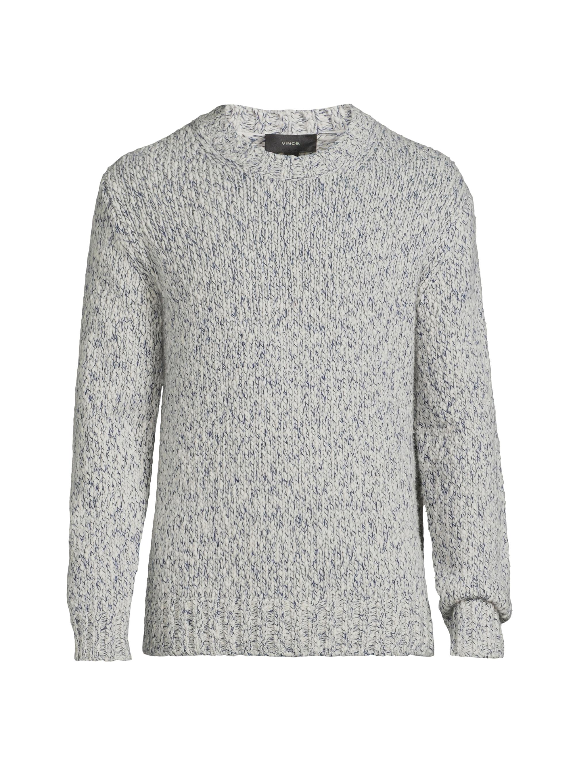 Vince Men's Mottled Marl Crewneck Sweater - Bone Beluga Blue
