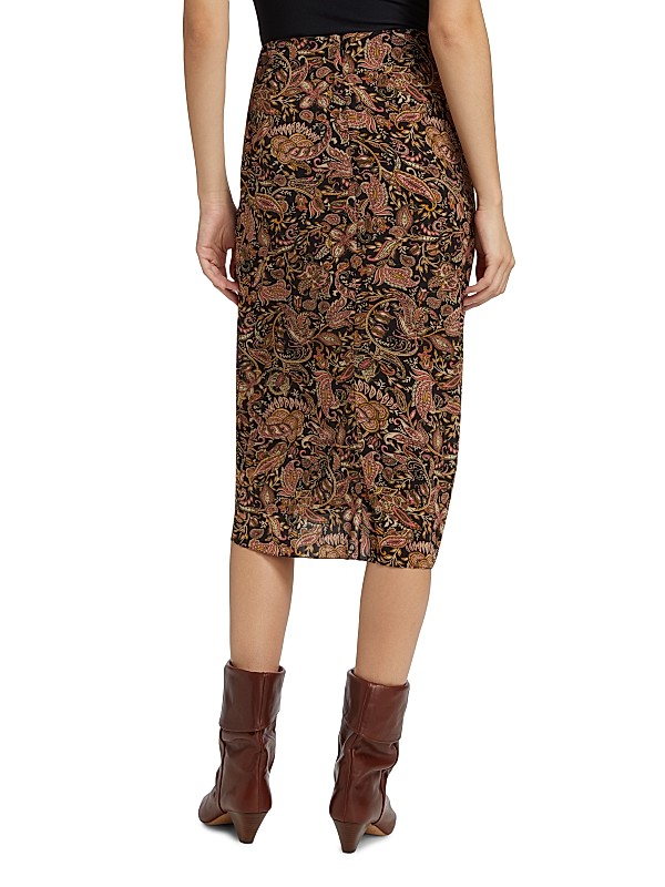 Shop Isabel Marant Étoile Zaine Paisley Knee-Length Skirt Shop Isabel Marant Étoile Zaine Paisley Knee-Length Skirt