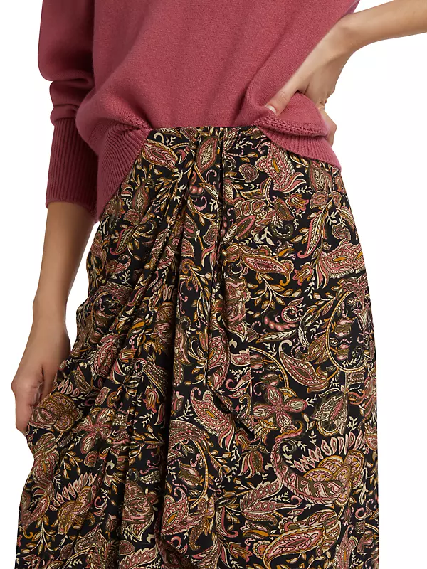 Shop Isabel Marant Étoile Zaine Paisley Knee-Length Skirt Shop Isabel Marant Étoile Zaine Paisley Knee-Length Skirt