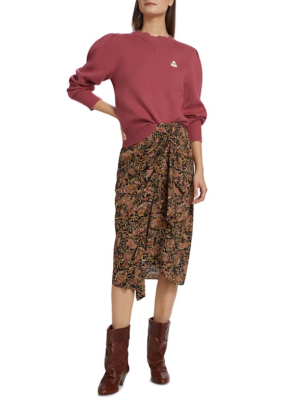 Shop Isabel Marant Étoile Zaine Paisley Knee-Length Skirt Shop Isabel Marant Étoile Zaine Paisley Knee-Length Skirt