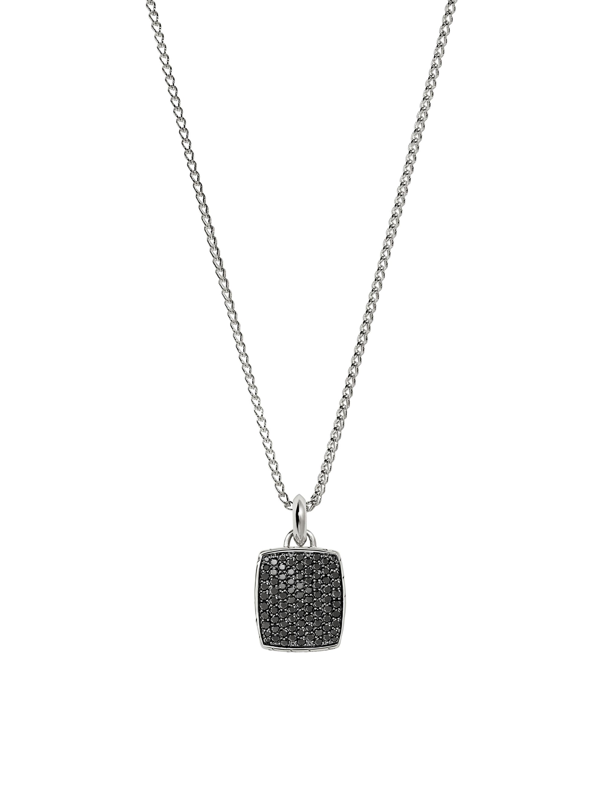 John Hardy Men's ID Sterling Silver & Black Sapphire Tag Necklace - Silver