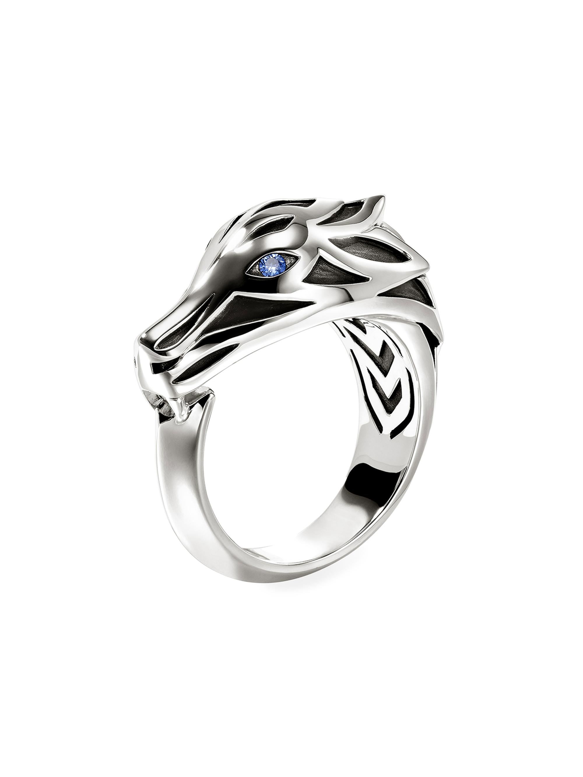 John Hardy Men's Naga Sterling Silver & Blue Sapphire Ring - Silver