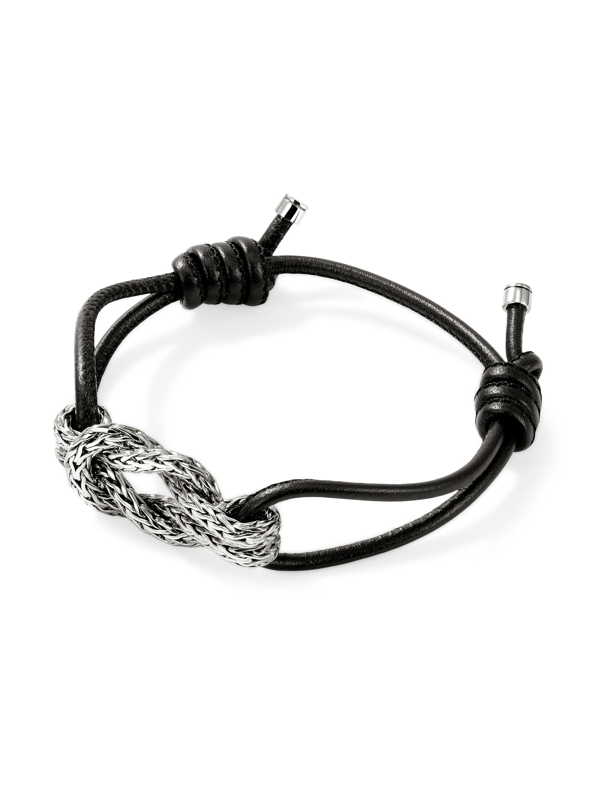 John Hardy Men's Love Knot Sterling Silver & Leather Bracelet - Silver Black