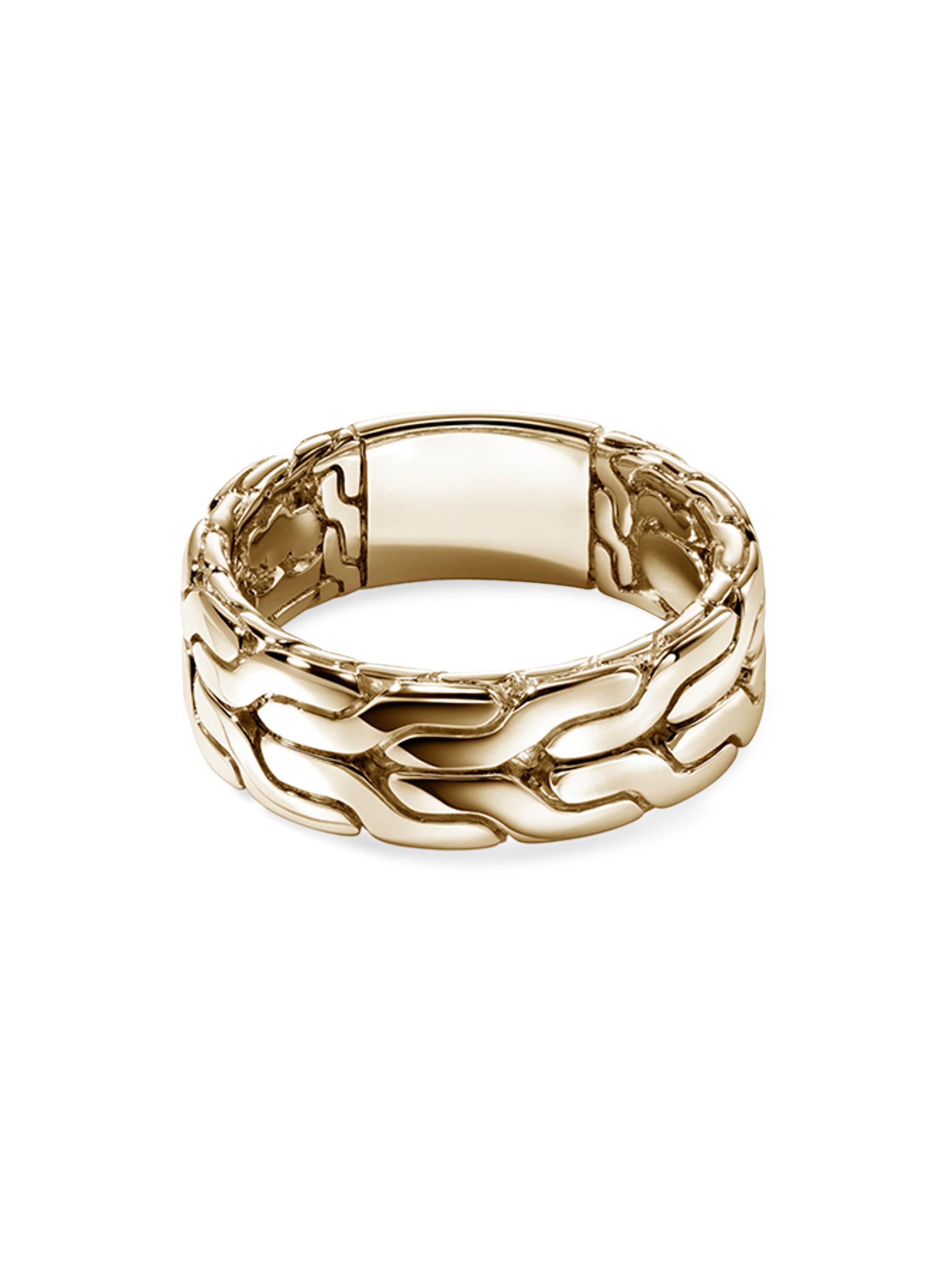 John Hardy Men's Carved Chain 14K Yellow Gold Band Ring - Gold