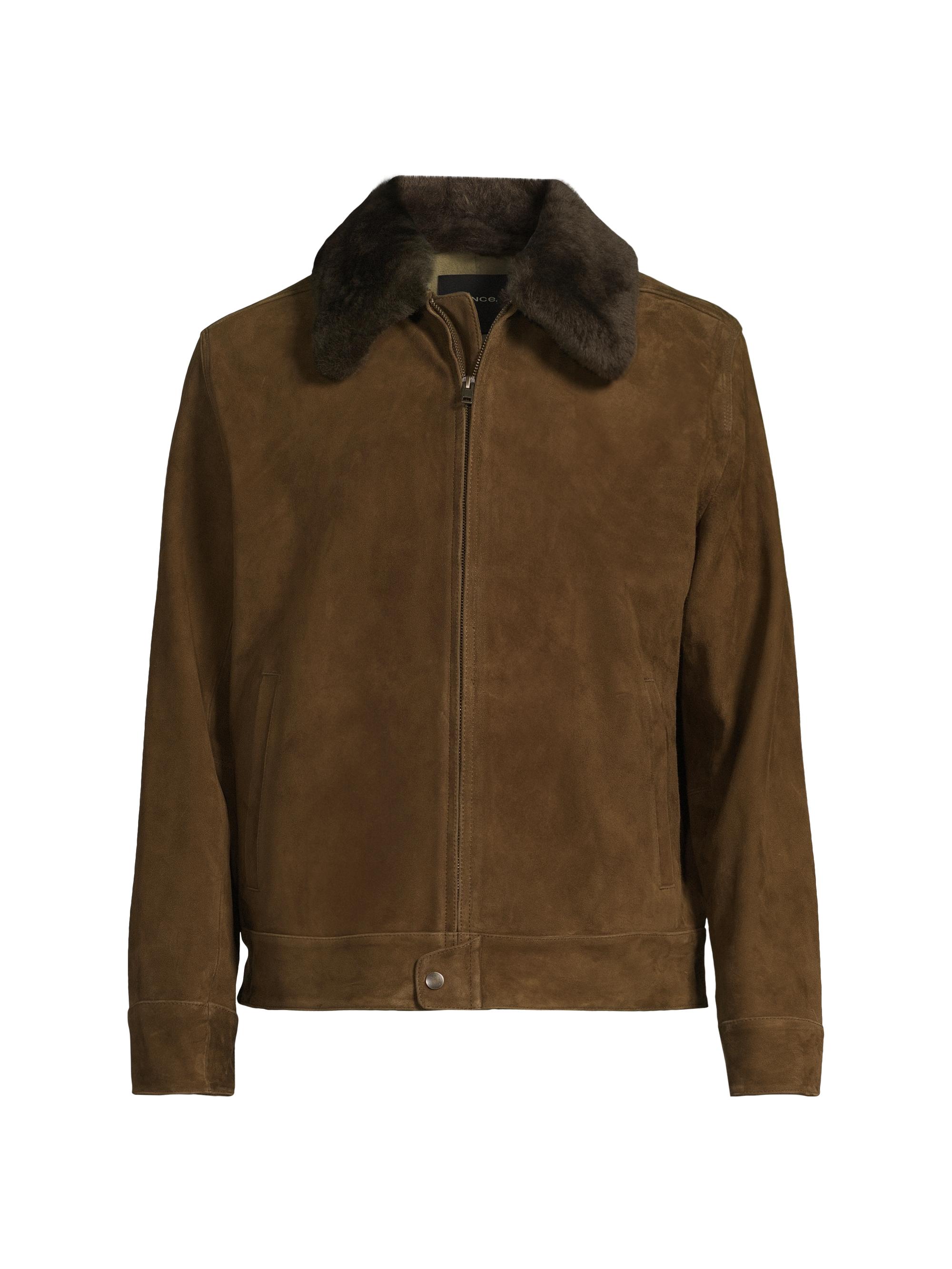 Vince Men's Suede Short Jacket - Dark Timberwood