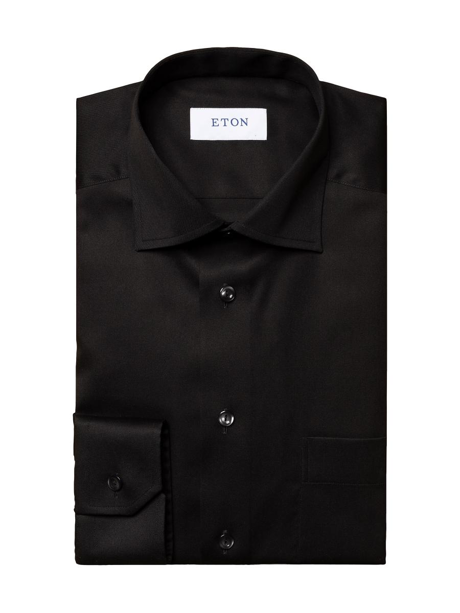 Eton Men's Classic-fit Cotton Twill Shirt In Black