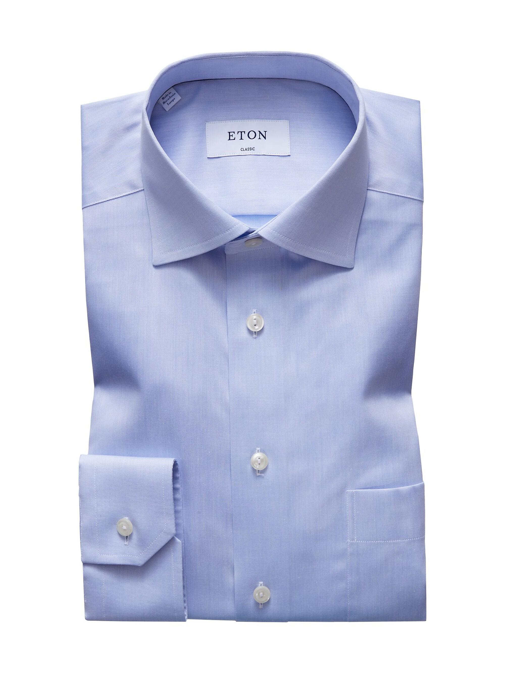 Eton Men's Classic-Fit Cotton Twill Shirt - Blue