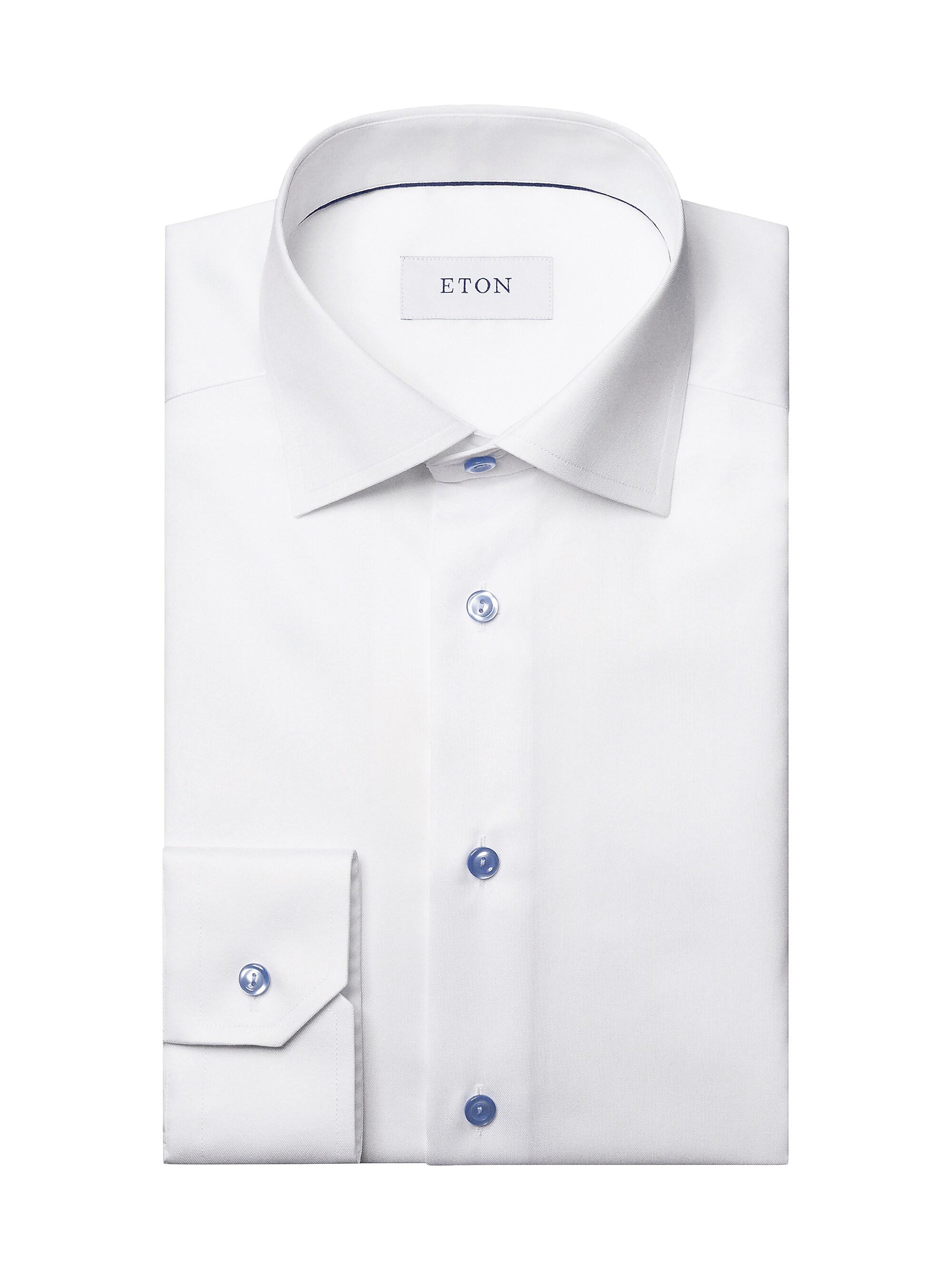 Eton Men's Cotton-Twill Contemporary-Fit Dress Shirt - White Blue
