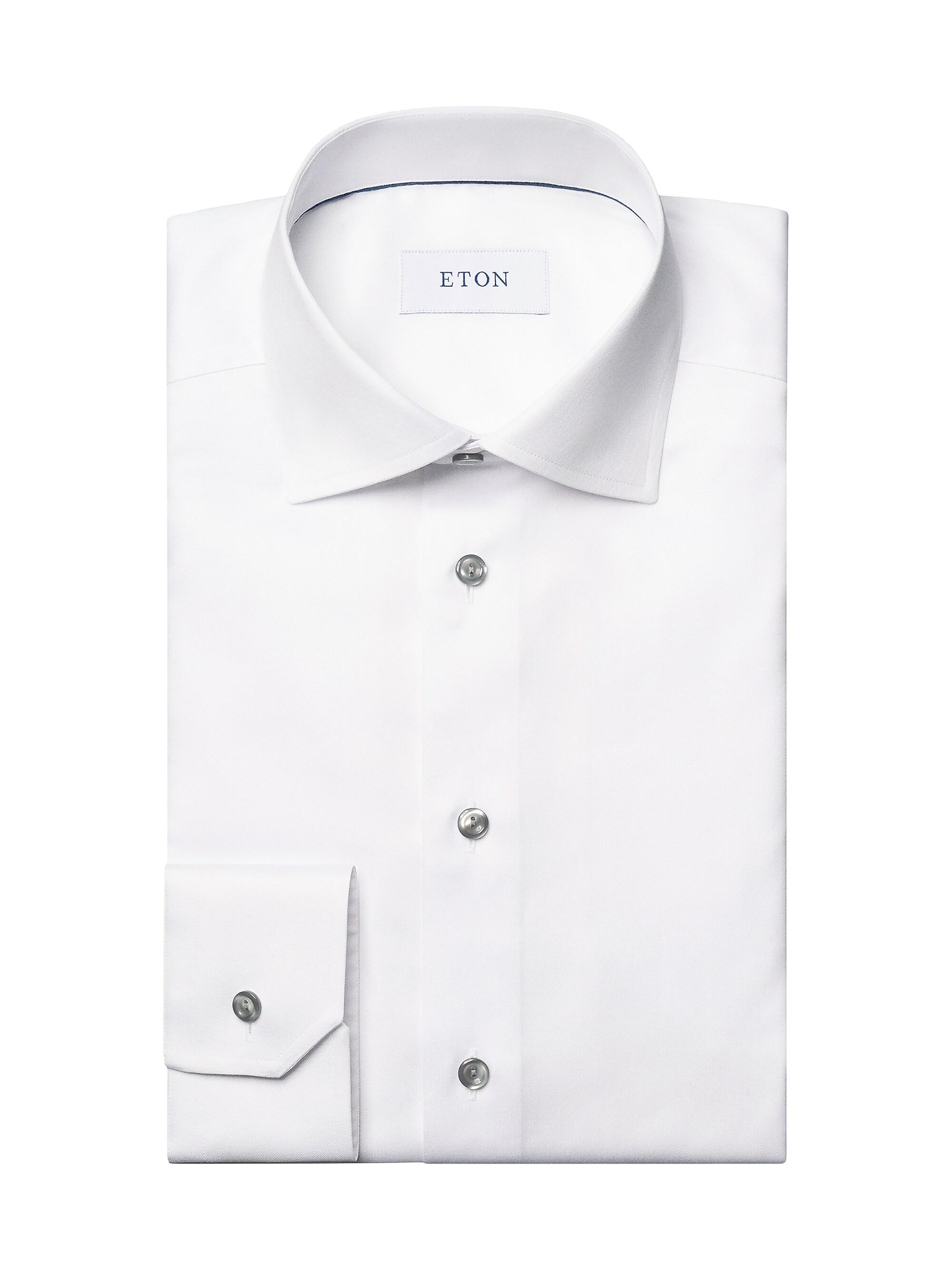 Eton Men's Cotton-Twill Contemporary-Fit Dress Shirt - White Grey