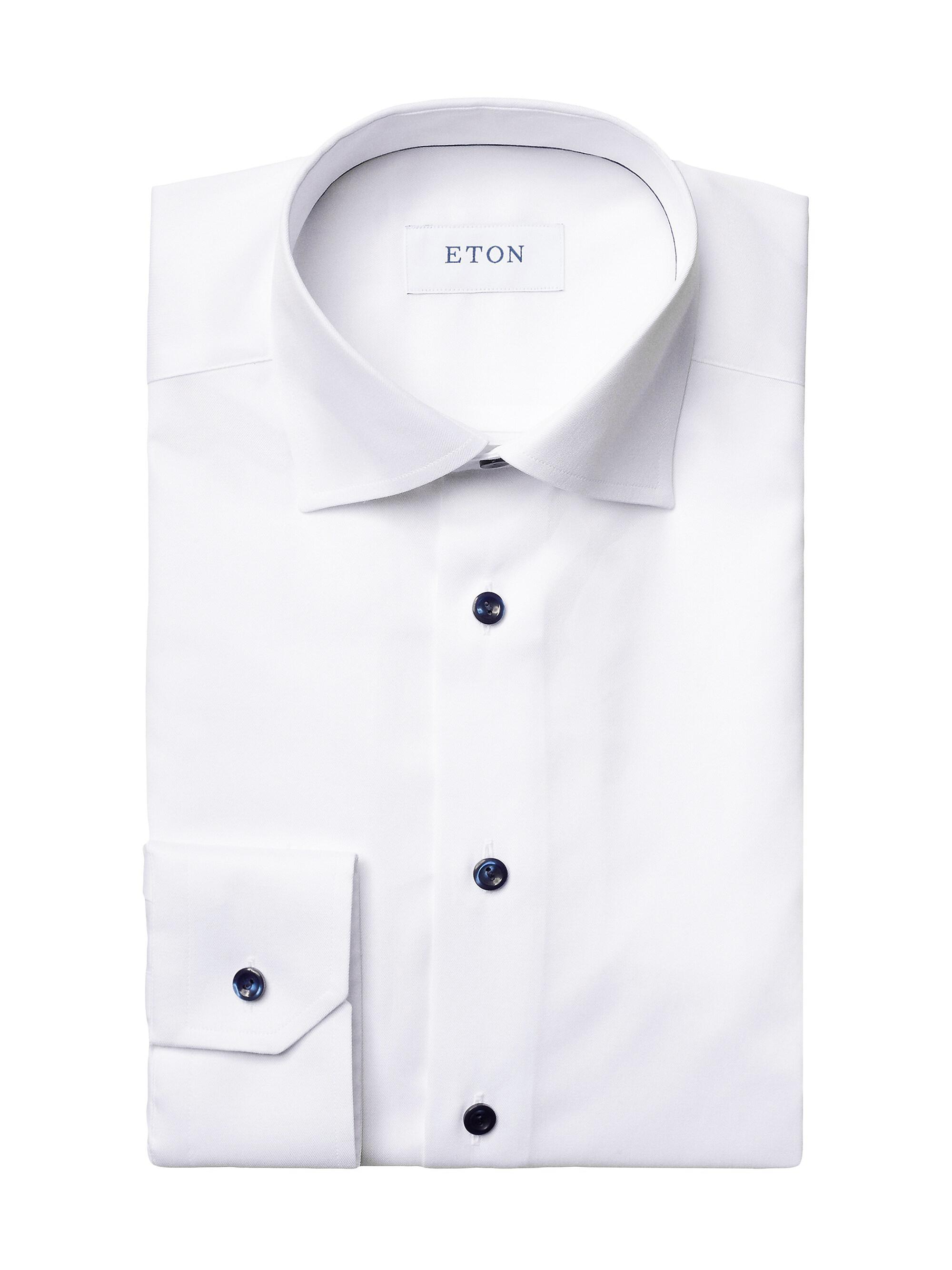 Eton Men's Slim-Fit Twill Shirt - White Navy