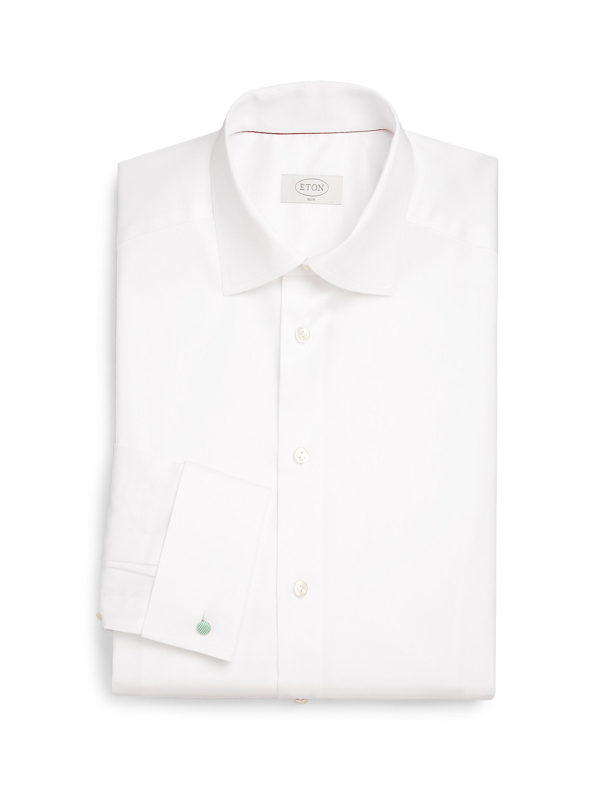 Eton Men's Slim-Fit Cotton Twill Button-Front Shirt - White