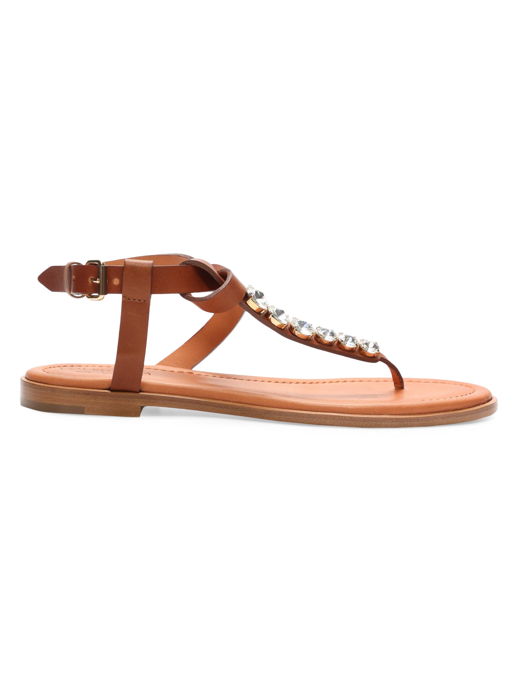 Giambattista Valli Women's Embellished Flat Sandals - Cuoio