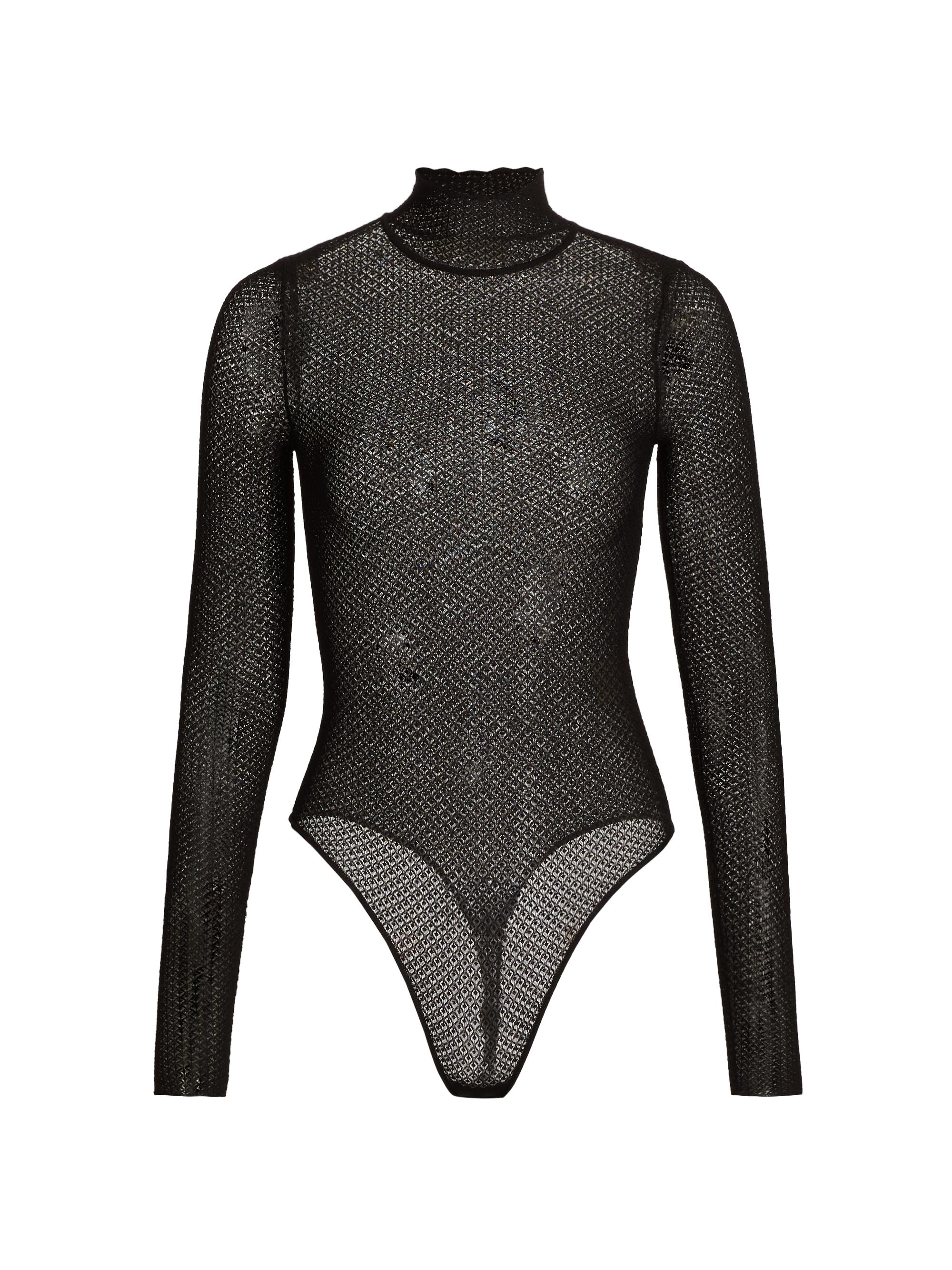 LoveShackFancy Women's Rosiers Pointelle Lace Bodysuit - Black