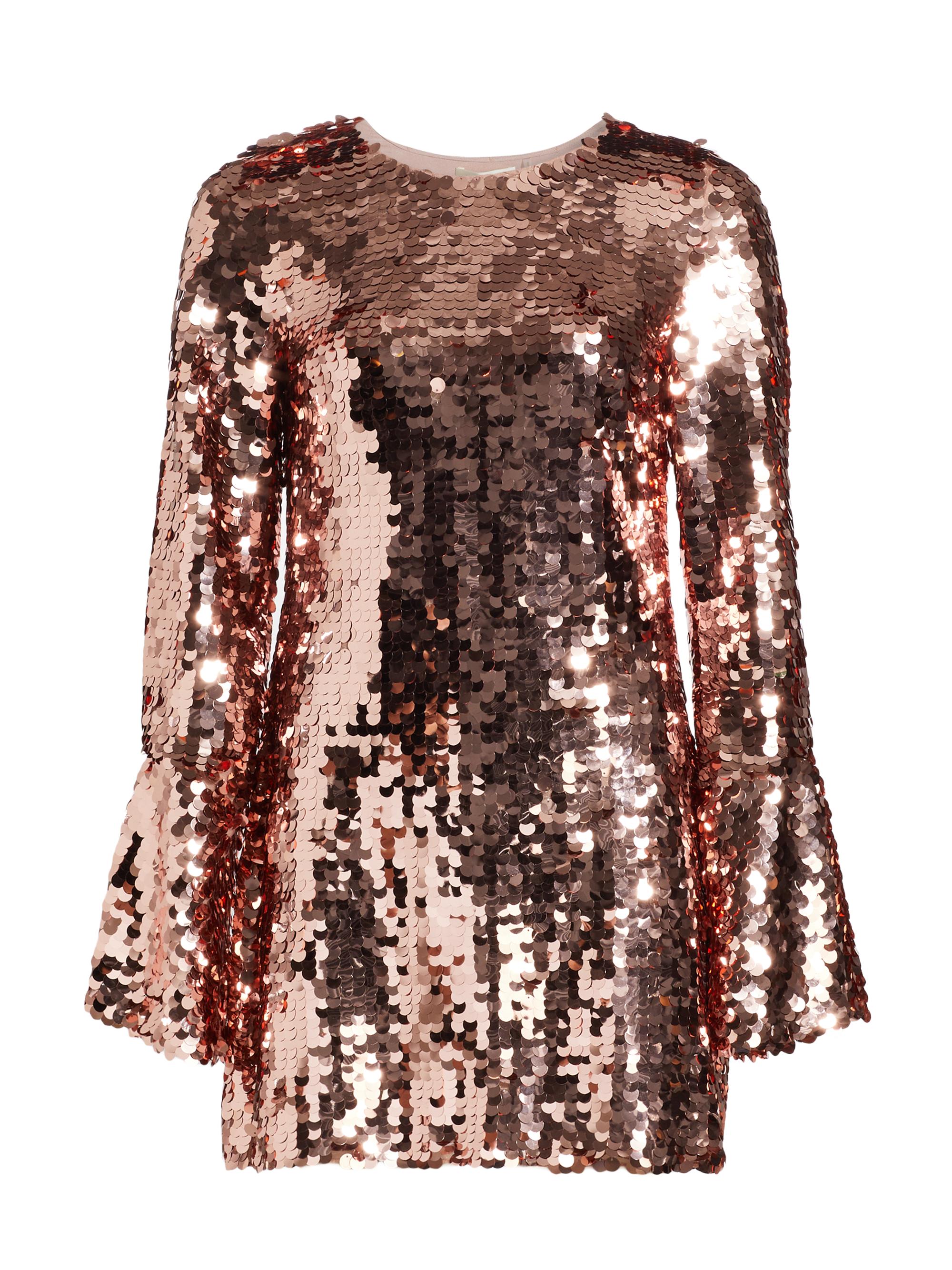 LoveShackFancy Women's Graceland Annabella Sequined Bell-Sleeve Minidress - Rose Gold