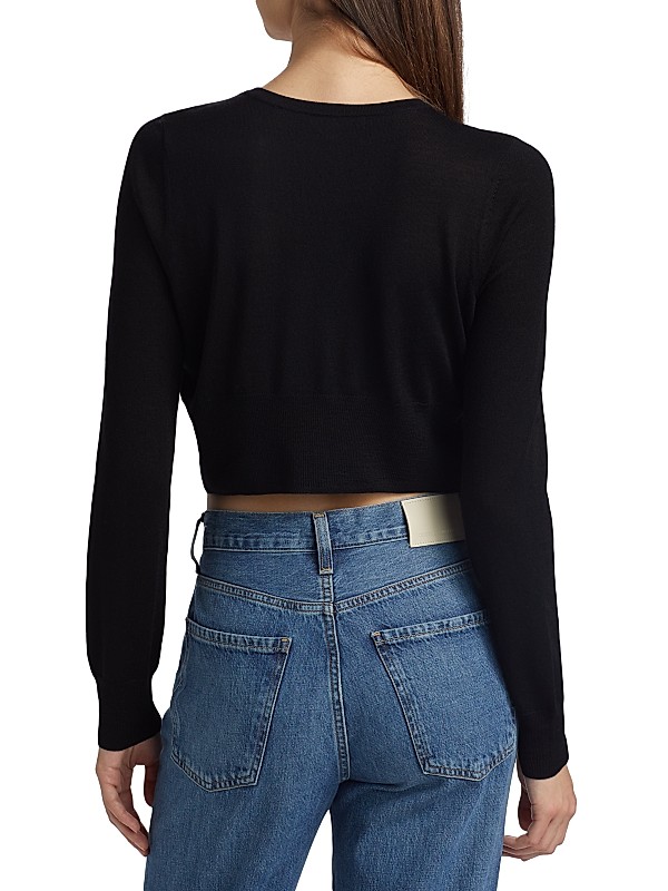 Shop LoveShackFancy Modine Embellished Bow Cardigan | Saks Shop LoveShackFancy Modine Embellished Bow Cardigan | Saks