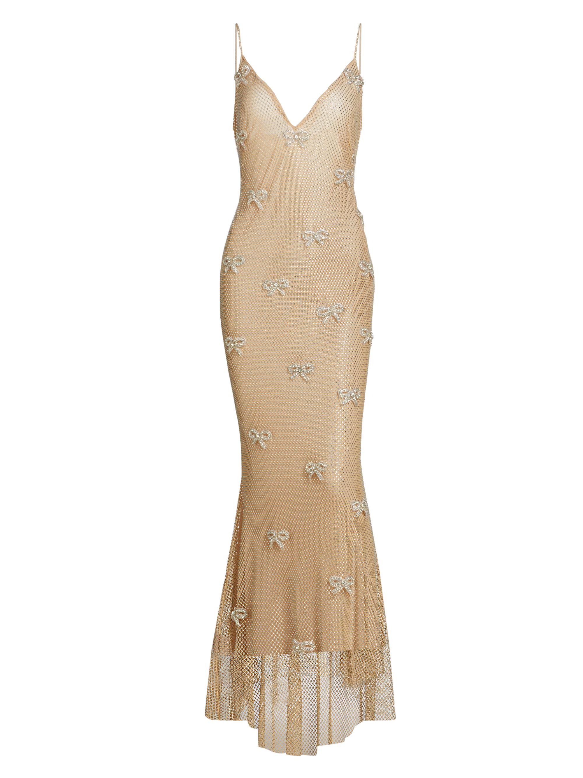 LoveShackFancy Women's Crystal Lattice Bow Mesh Berisa Maxi Dress - Shimmer Lattice