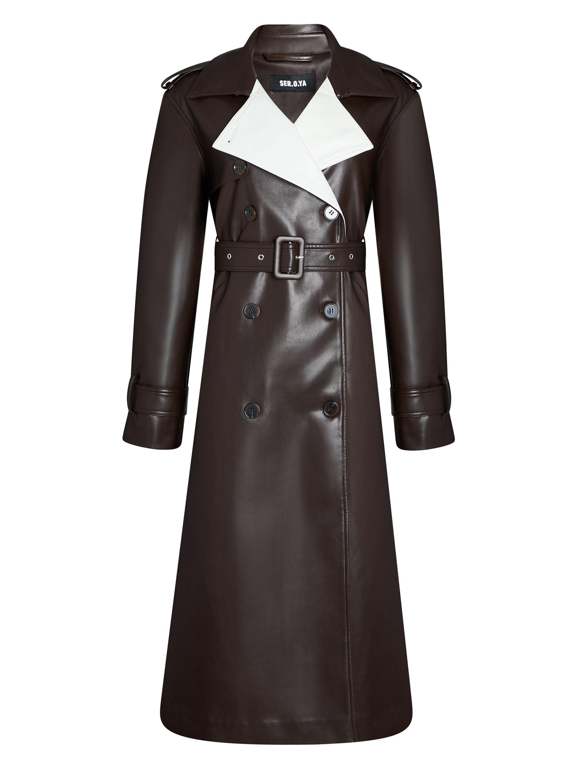 Ser.o.ya Women's Estelle Leather Trench Coat - Ash Brown