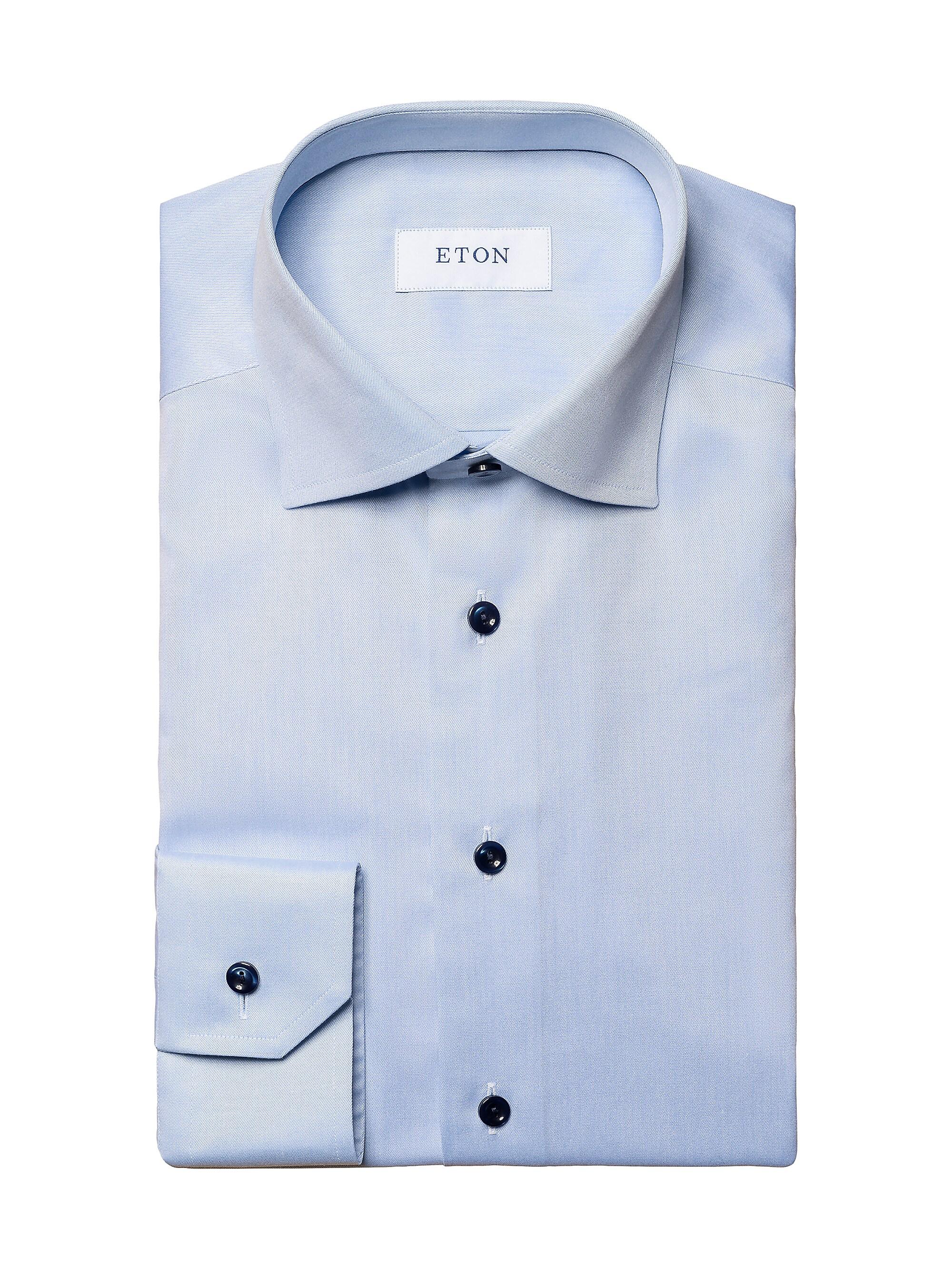 Eton Men's Cotton Twill Contemporary-Fit Button-Front Shirt - Blue