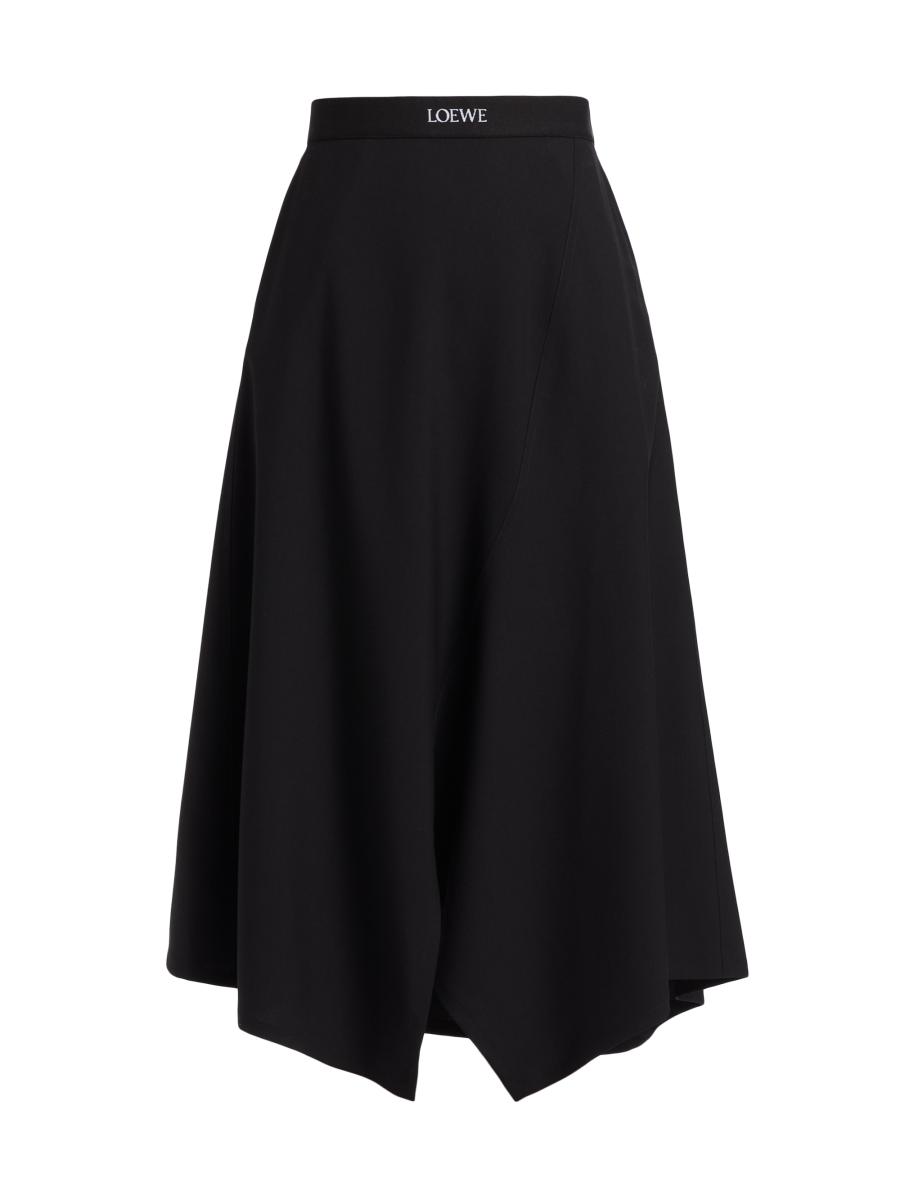 Loewe Women's Wool-blend Asymmetric Midi-skirt In Black