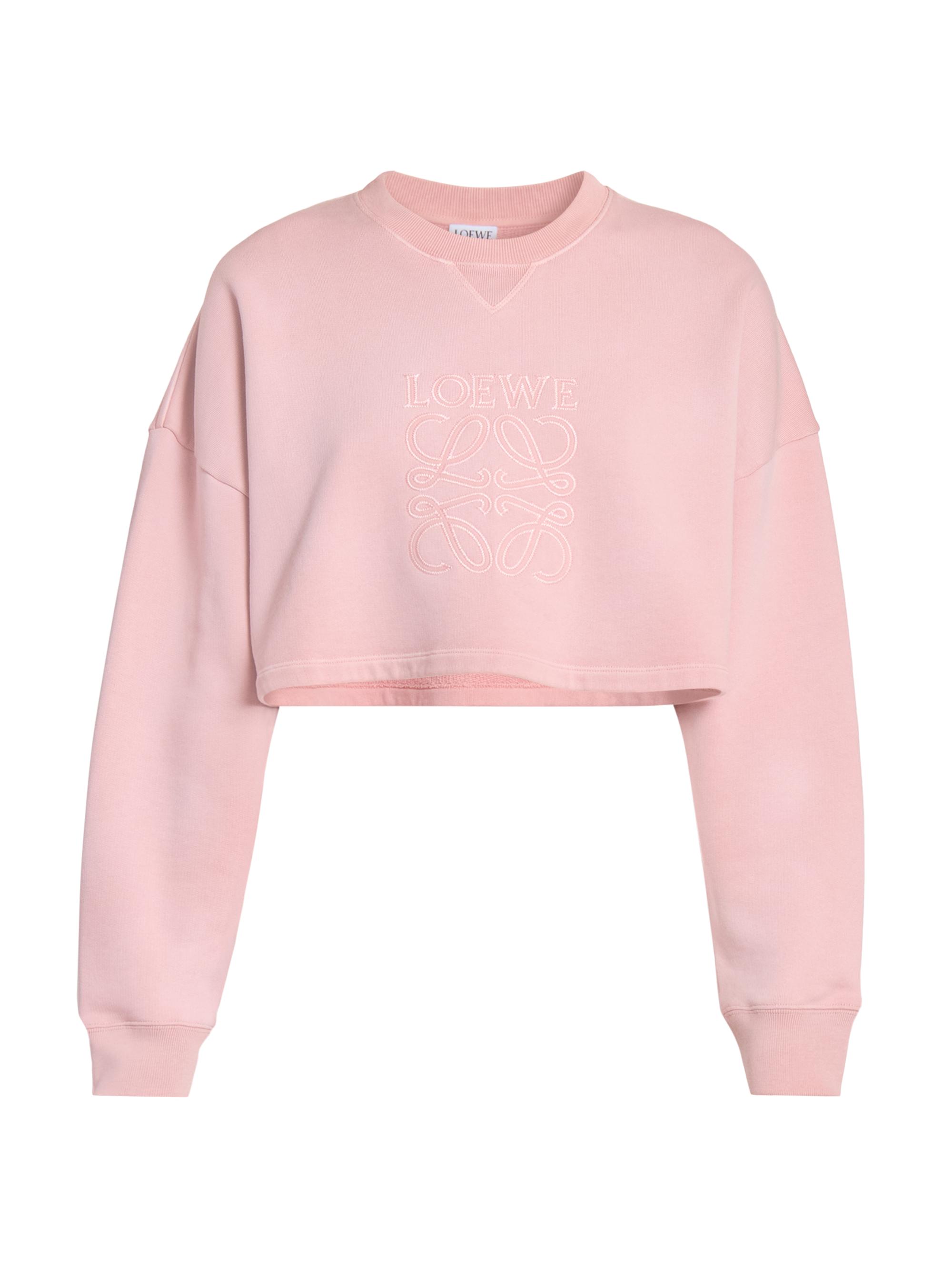 LOEWE Women's Cotton Cropped Anagram Sweatshirt - Pink
