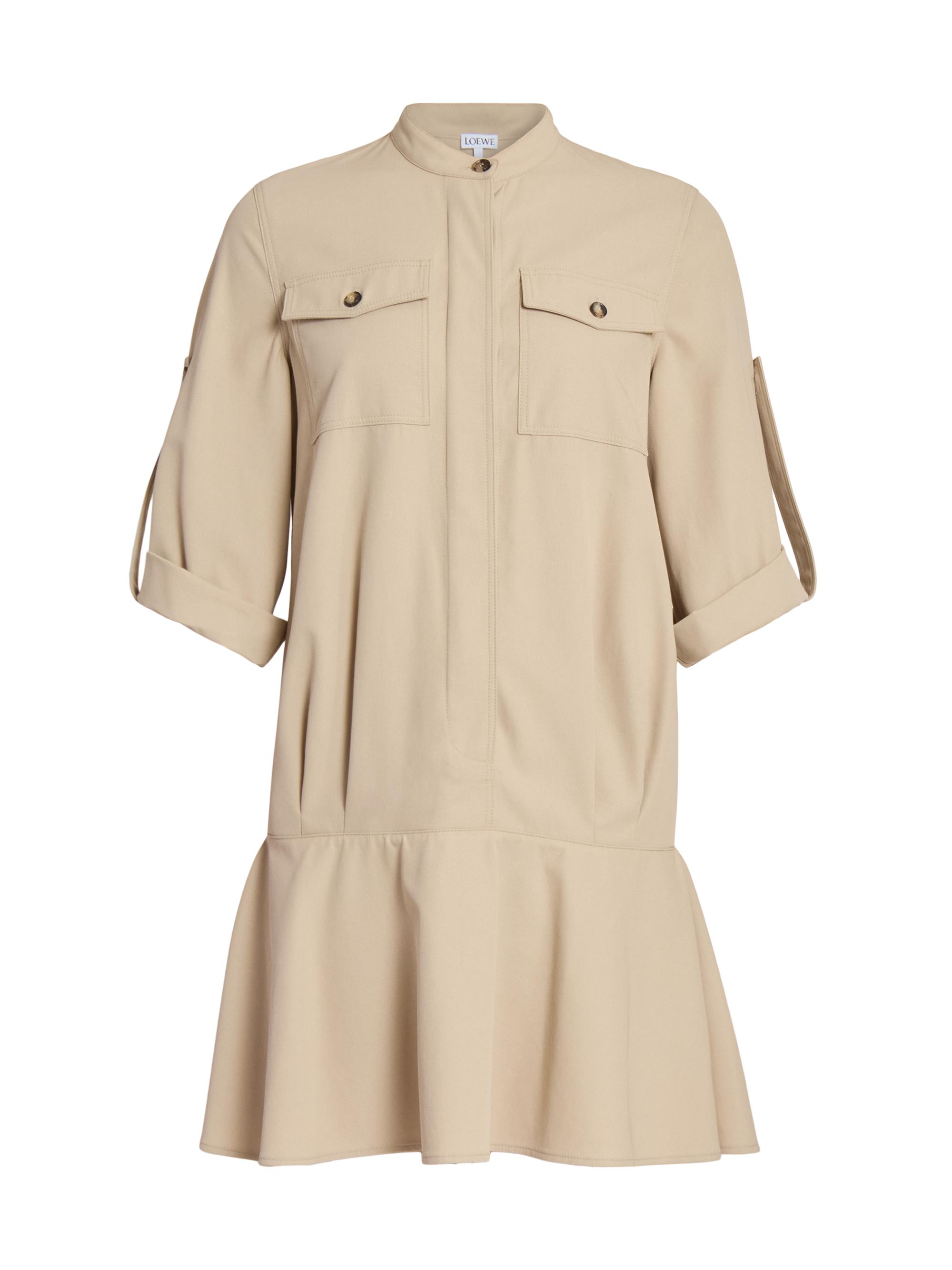 LOEWE Women's Cotton Leather-Trim Minidress - Beige
