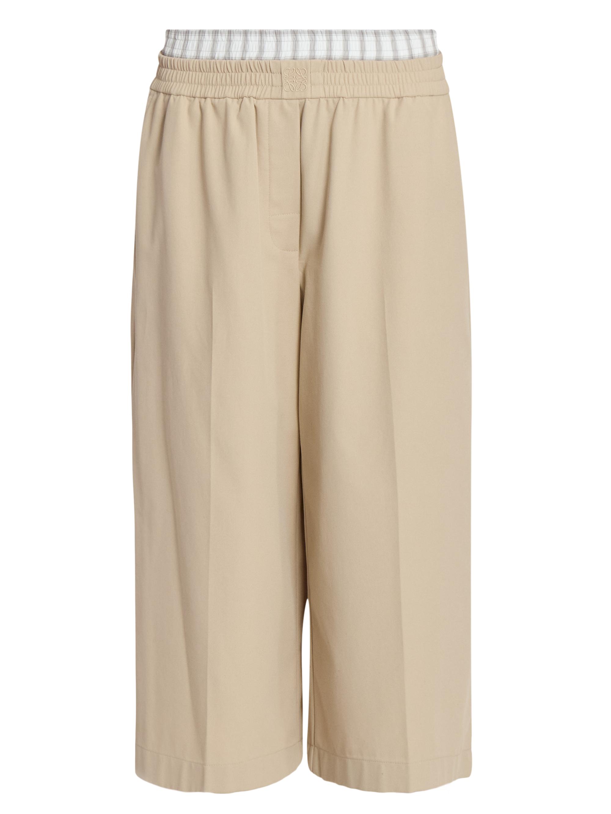 LOEWE Women's Cotton-Blend Crop Trousers - Beige
