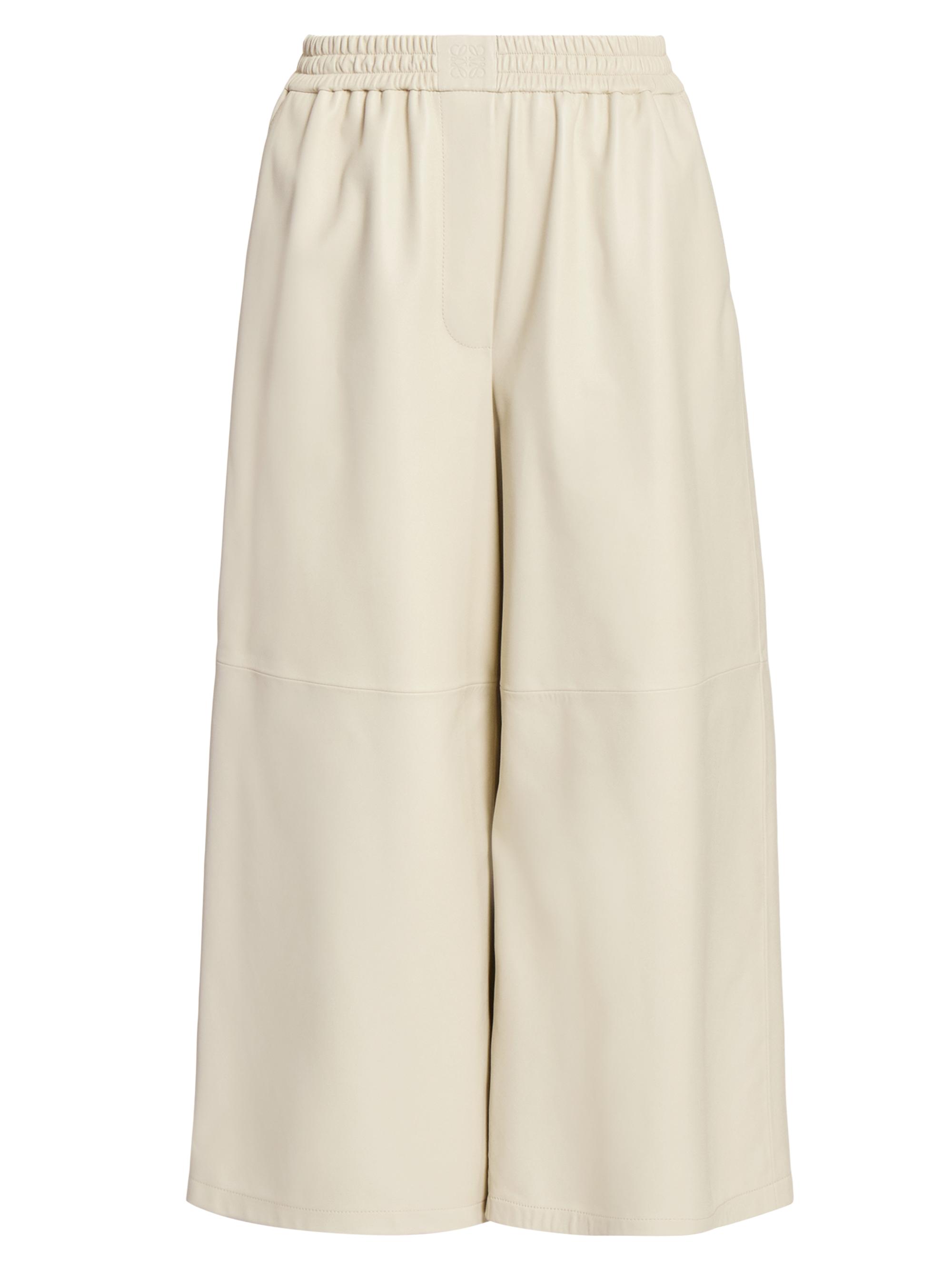 LOEWE Women's Leather Crop Trousers - Light Beige