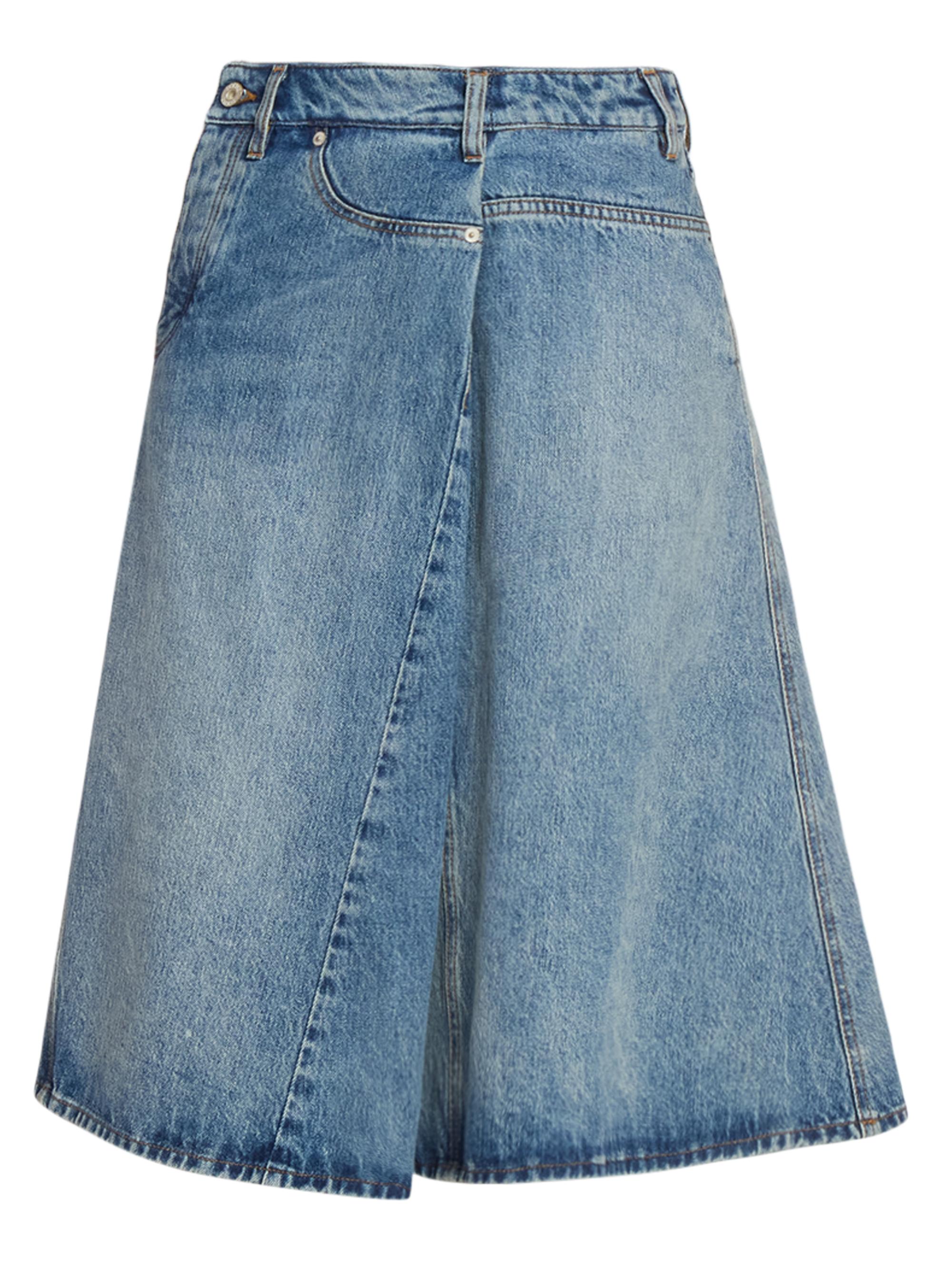 LOEWE Women's Deconstructed Denim Midi-Skirt - Washed Denim