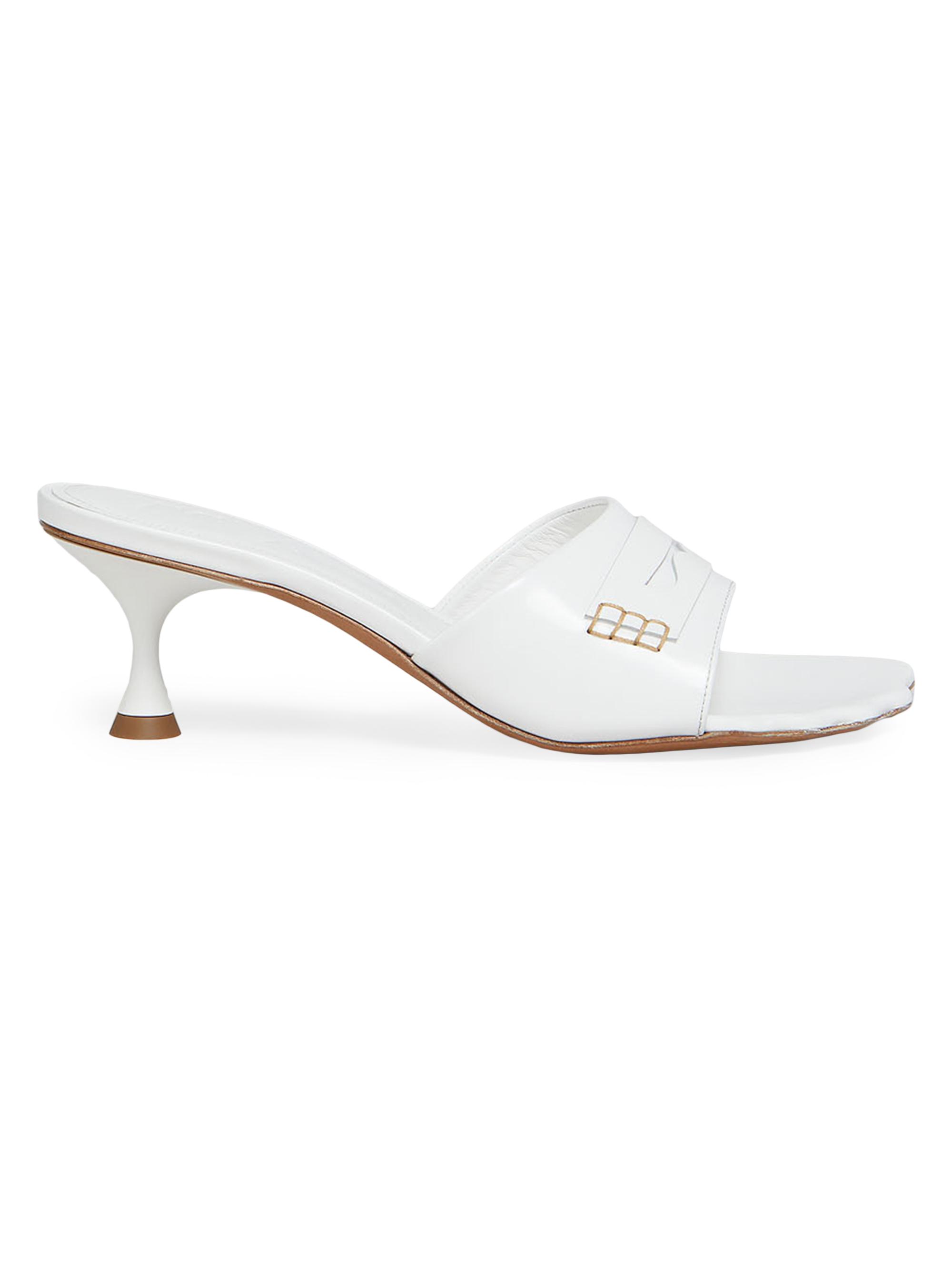 Marni Women's 50MM Scalloped Patent Leather Kitten Heel Sandals - Lily White