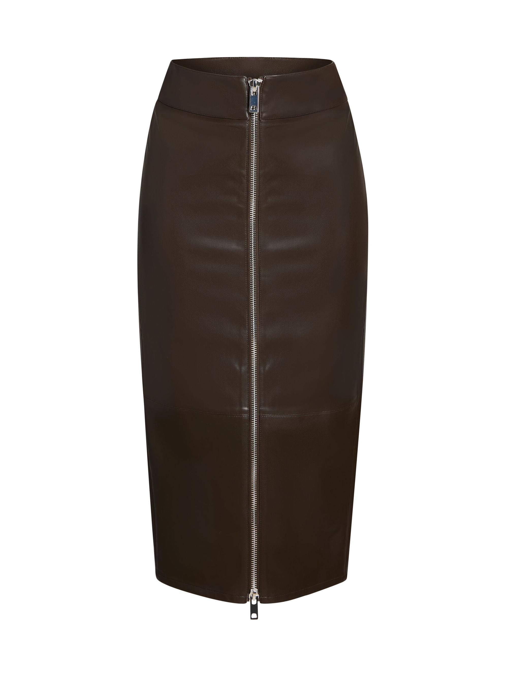 Ser.o.ya Women's Millicent Leather High Rise Midi Skirt - Ash Brown