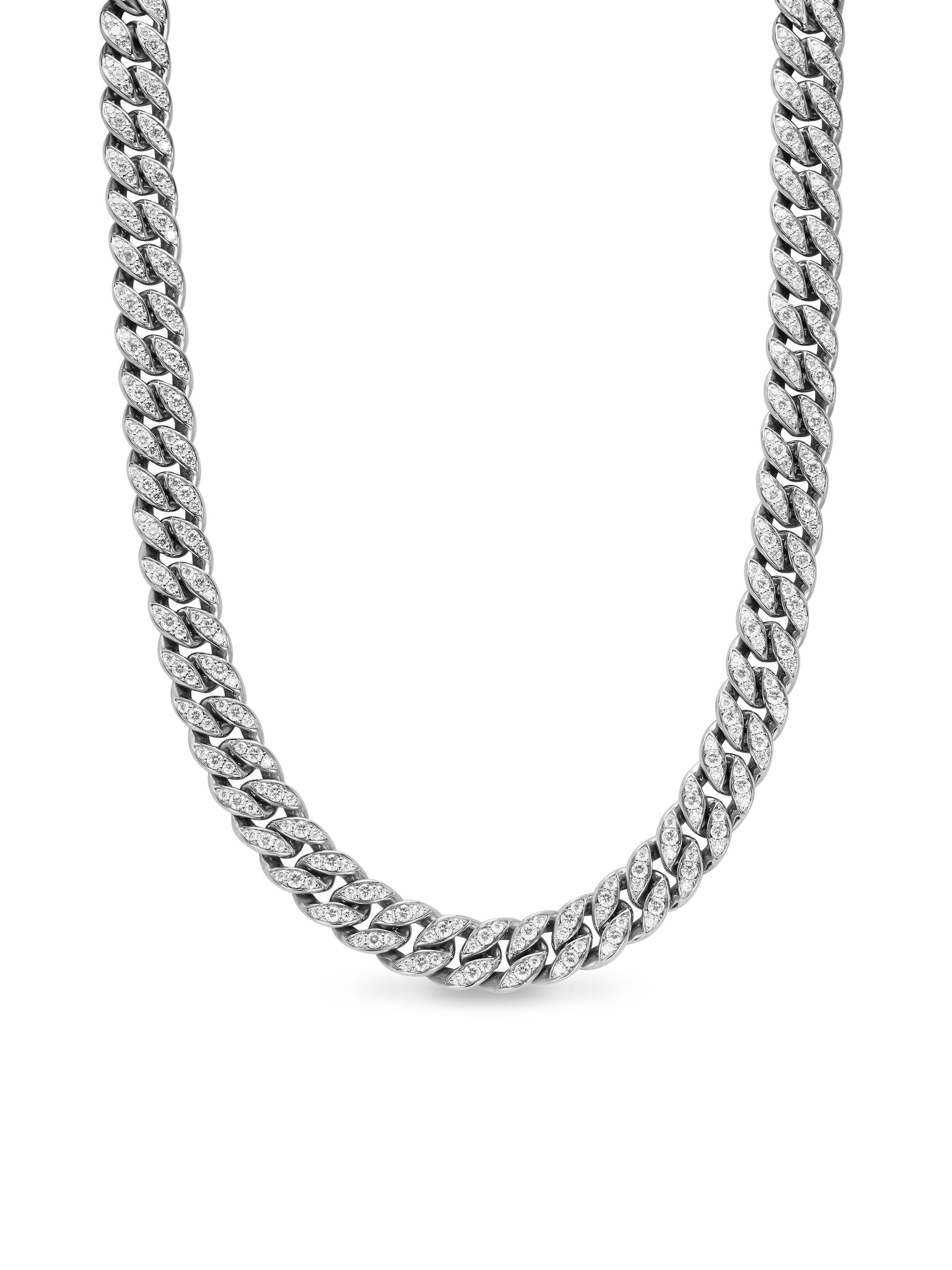 David Yurman Women's Curb Chain Necklace in Sterling Silver - Diamond
