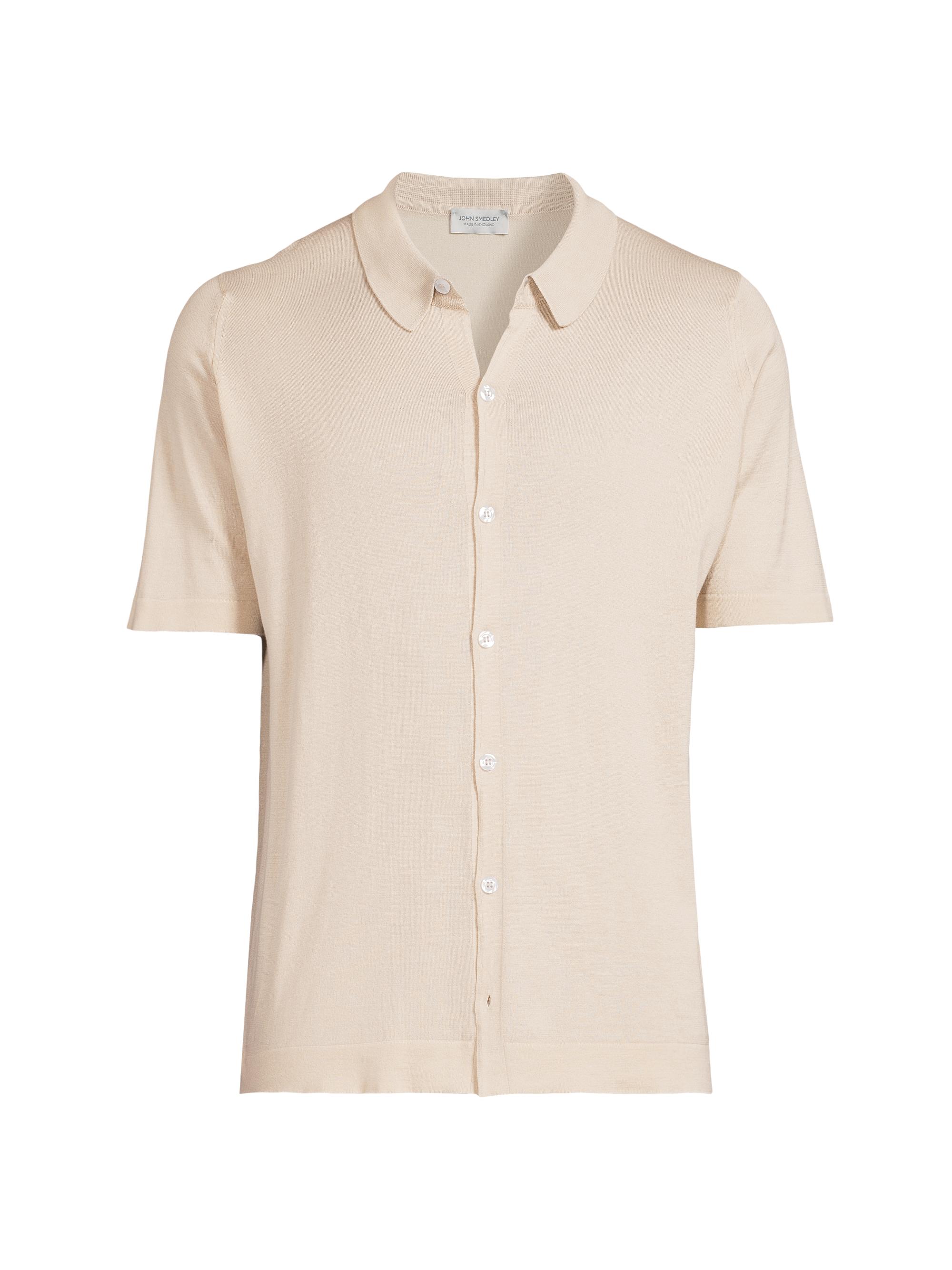 John Smedley Men's Folke Sea Island Shirt - Almond