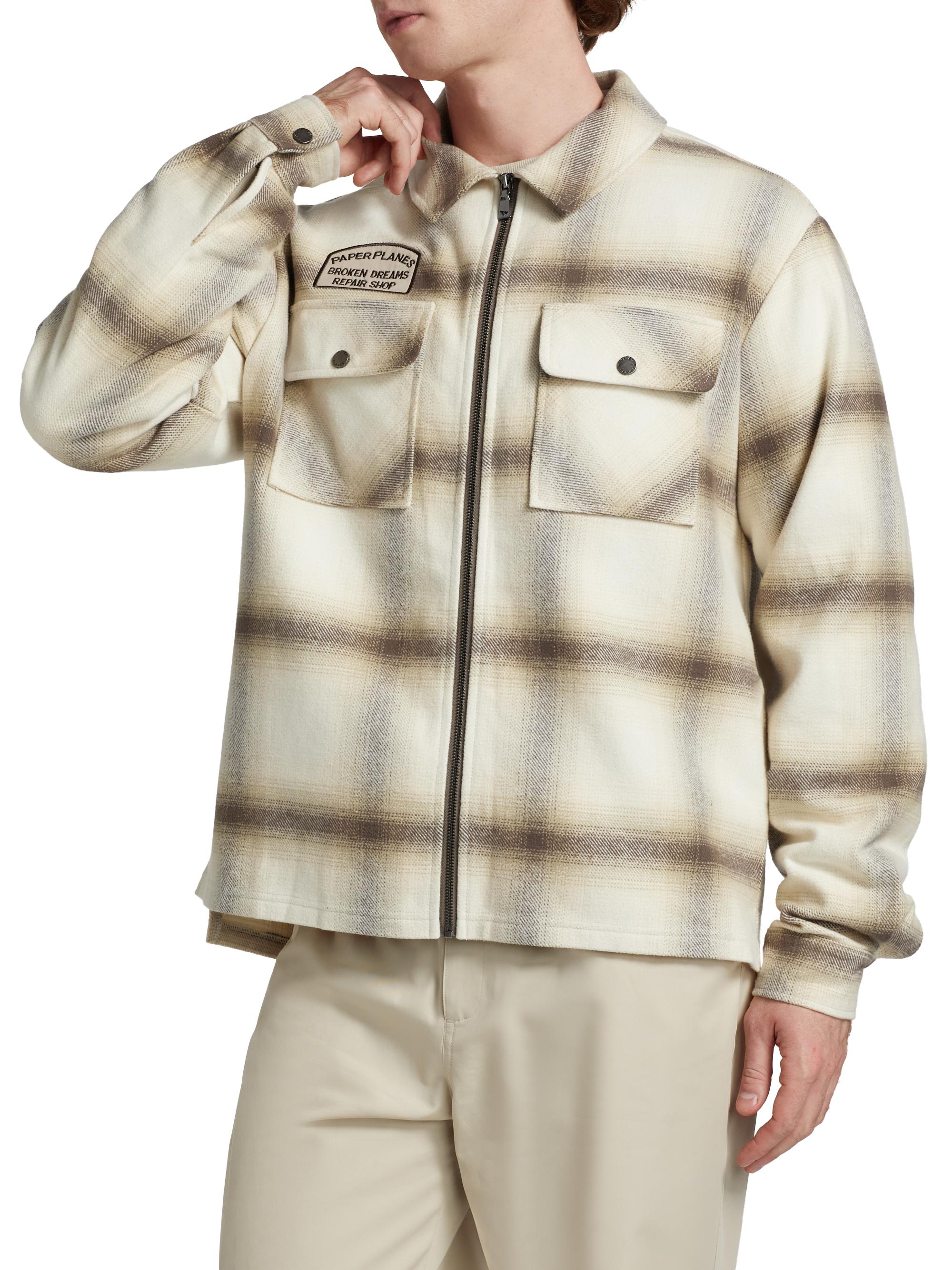 Shop Paper Planes Plaid Zip-Front Flannel Shirt | Saks Fifth Avenue