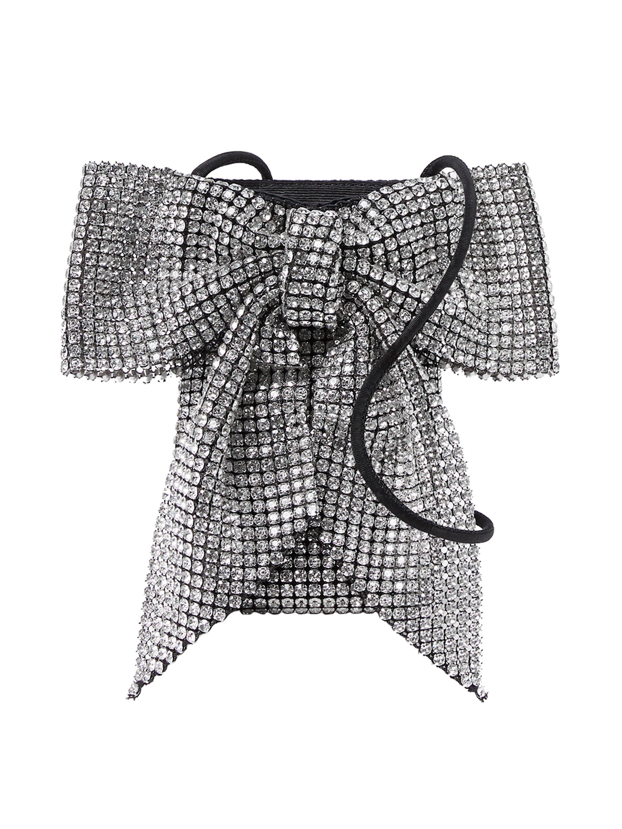 Loeffler Randall Women's Violet Rhinestone Bow Crossbody Bag - Silver