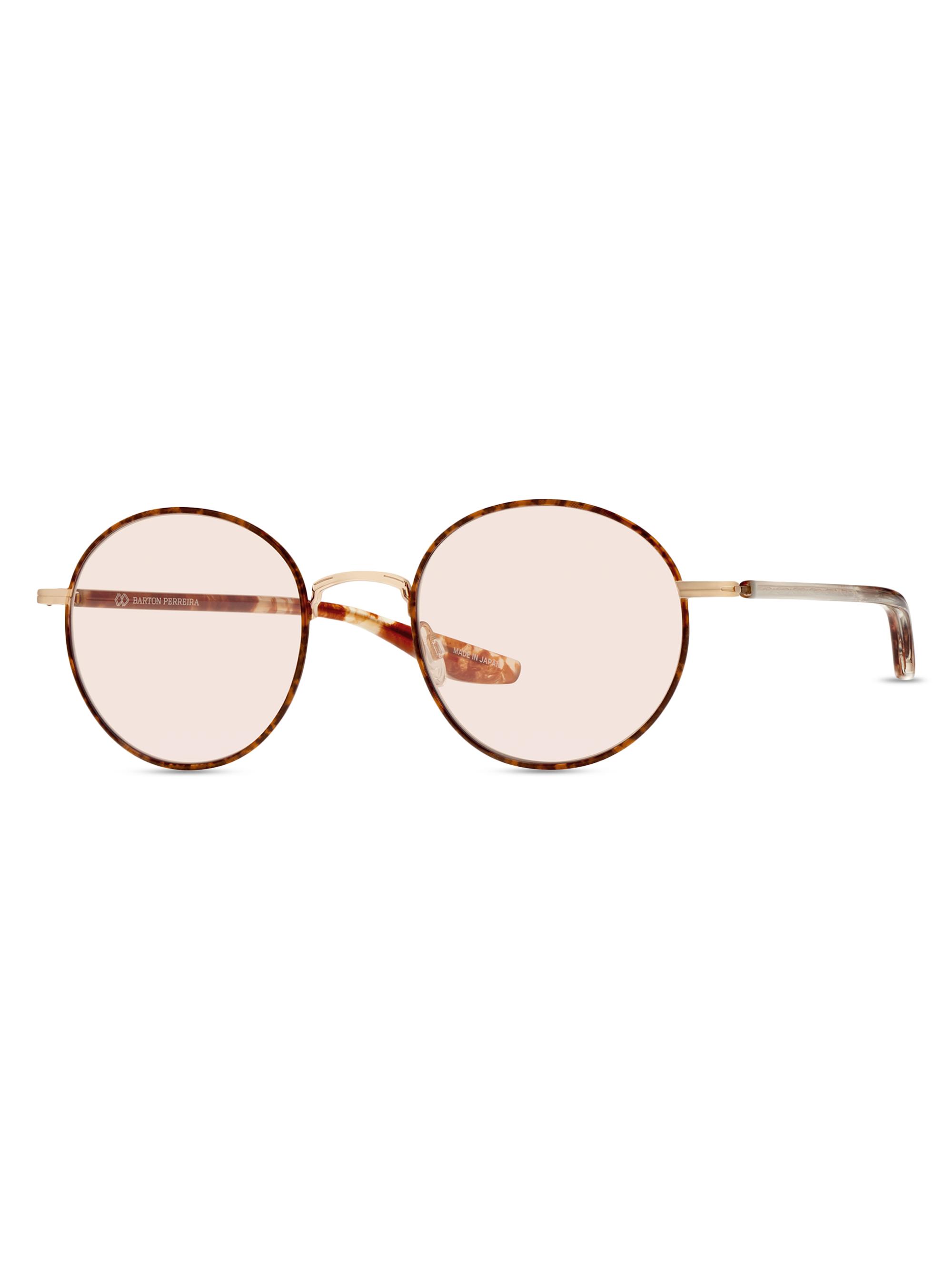 Barton Perreira Men's Caster 50MM Round Sunglasses - Beige Rose Wood Havana