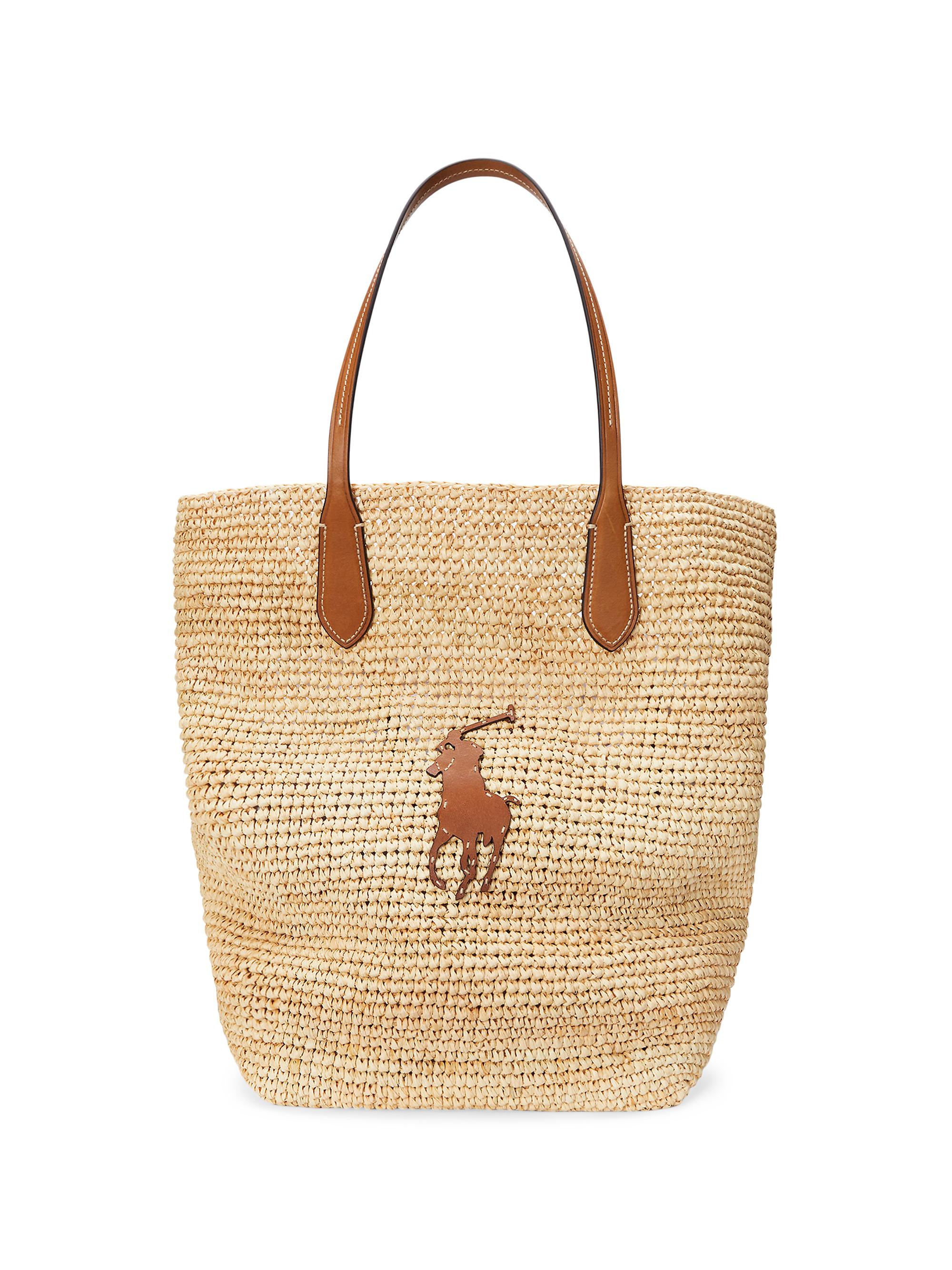 Polo Ralph Lauren Women's  Polo Raffia & Leather Tote Bag - Sand Beige