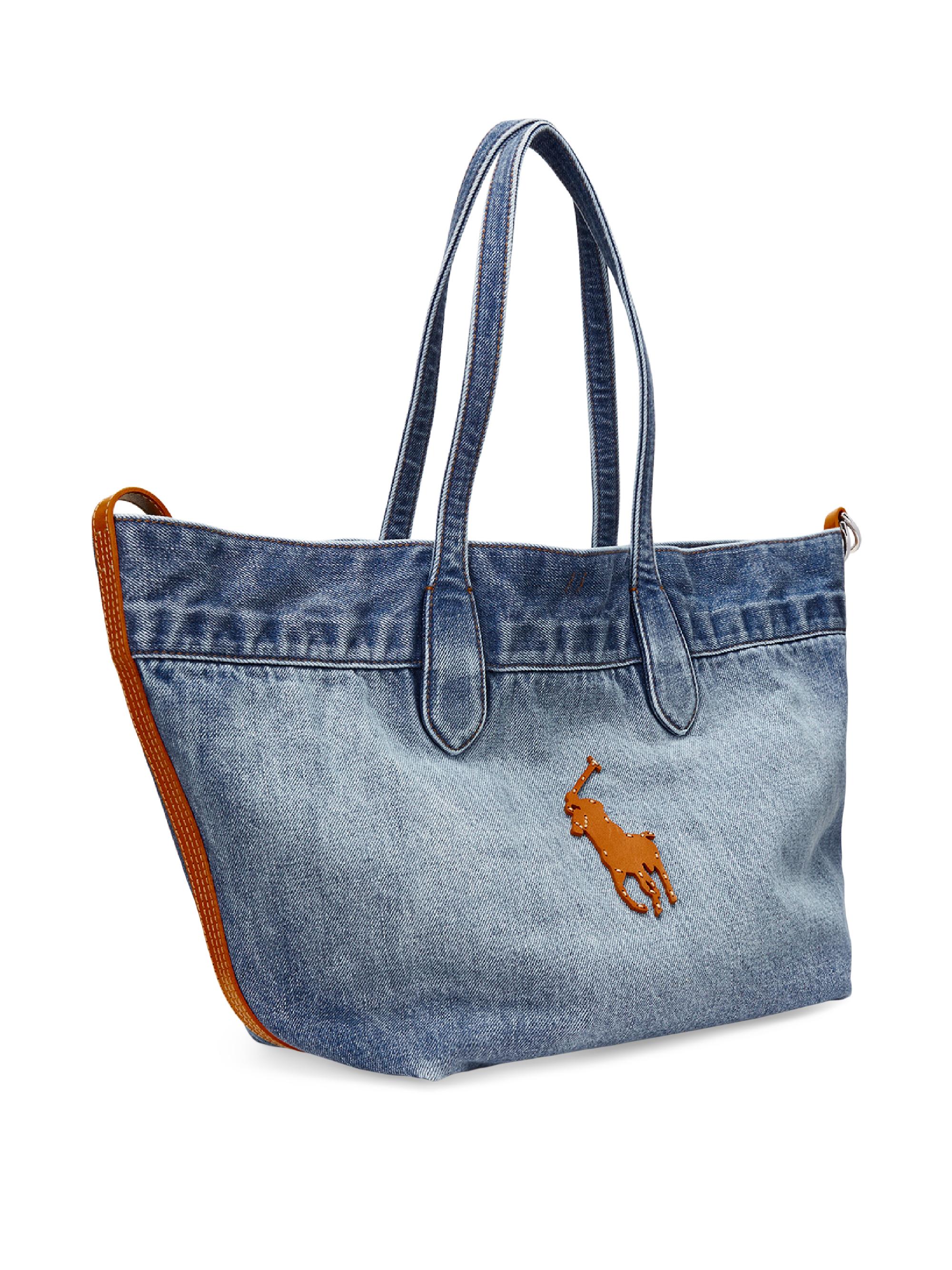 Polo Ralph Lauren Medium Bellport Denim & Leather Tote Bag | Saks