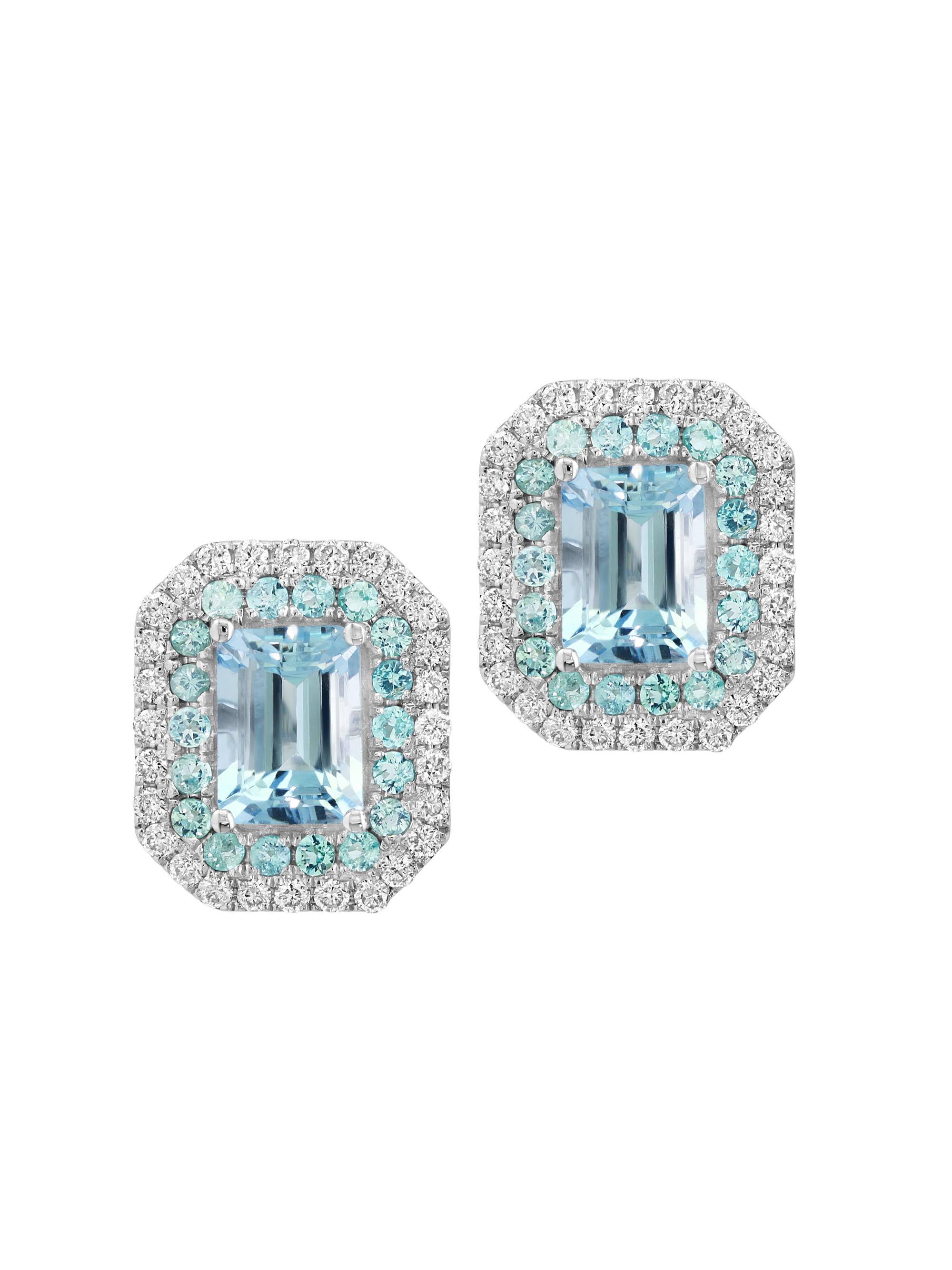 Saks Fifth Avenue Collection Women's 14K White Gold & Multi-Gemstone Halo Stud Earrings - White Gold