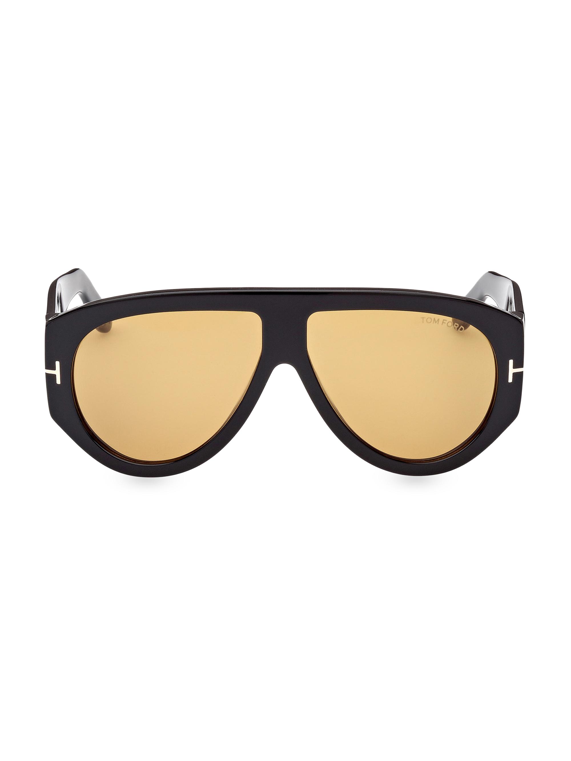 TOM FORD Women's Bronson 60MM Shield Sunglasses - Black Yellow | Thumbnail 6