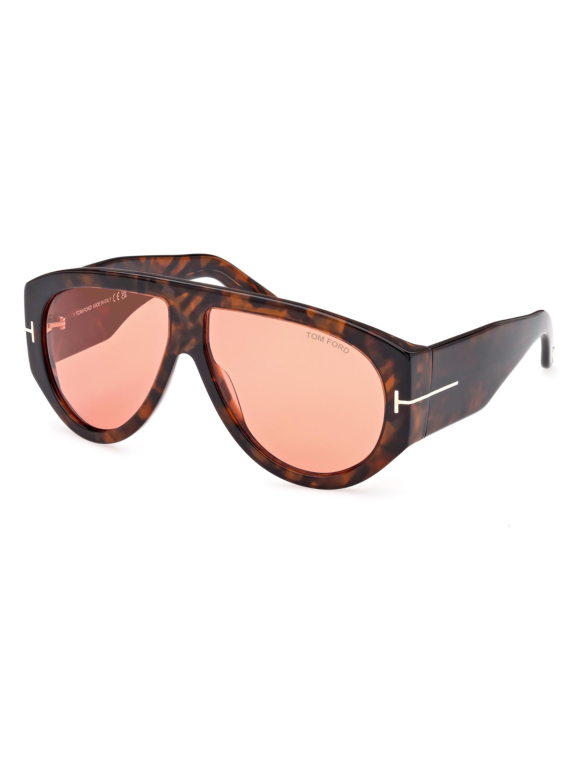 TOM FORD Women's Bronson 60MM Shield Sunglasses - Dark Havana Orange