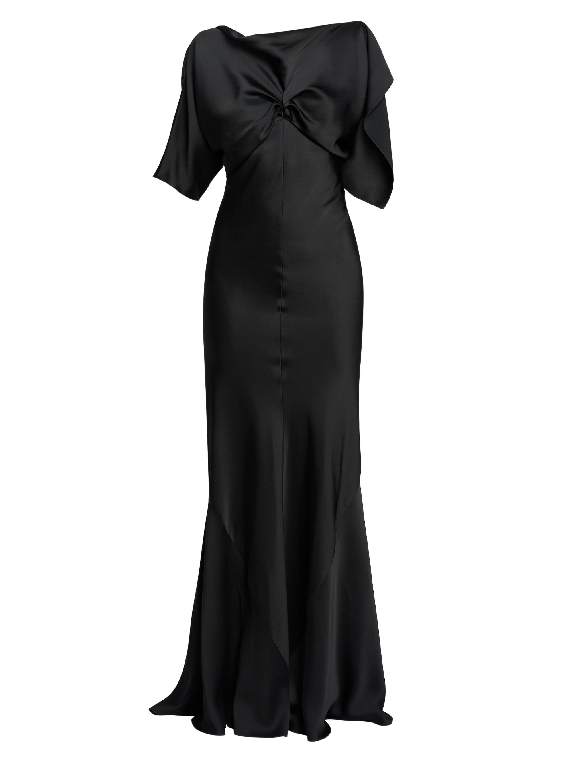 Victoria Beckham Women's Gathered Satin Cap-Sleeve Gown - Black