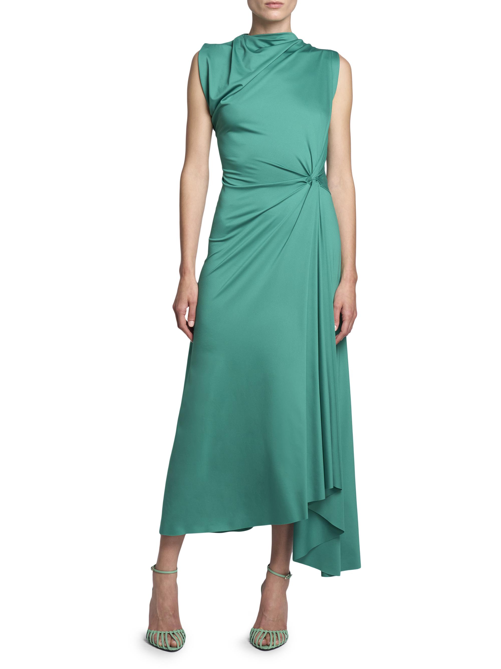 Victoria Beckham Gathered Satin Midi-Dress | Saks Fifth Avenue