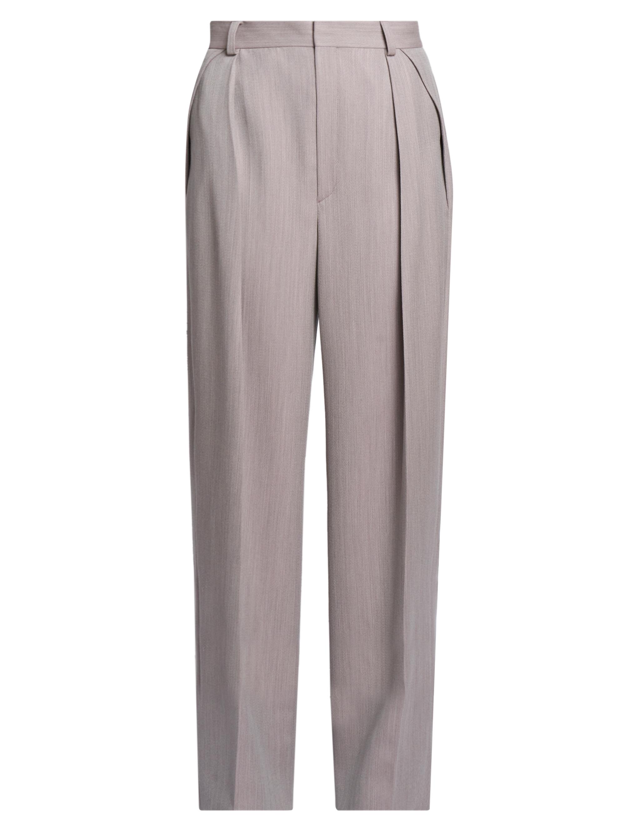Victoria Beckham Women's Wool Wide-Leg Trousers - Quartz