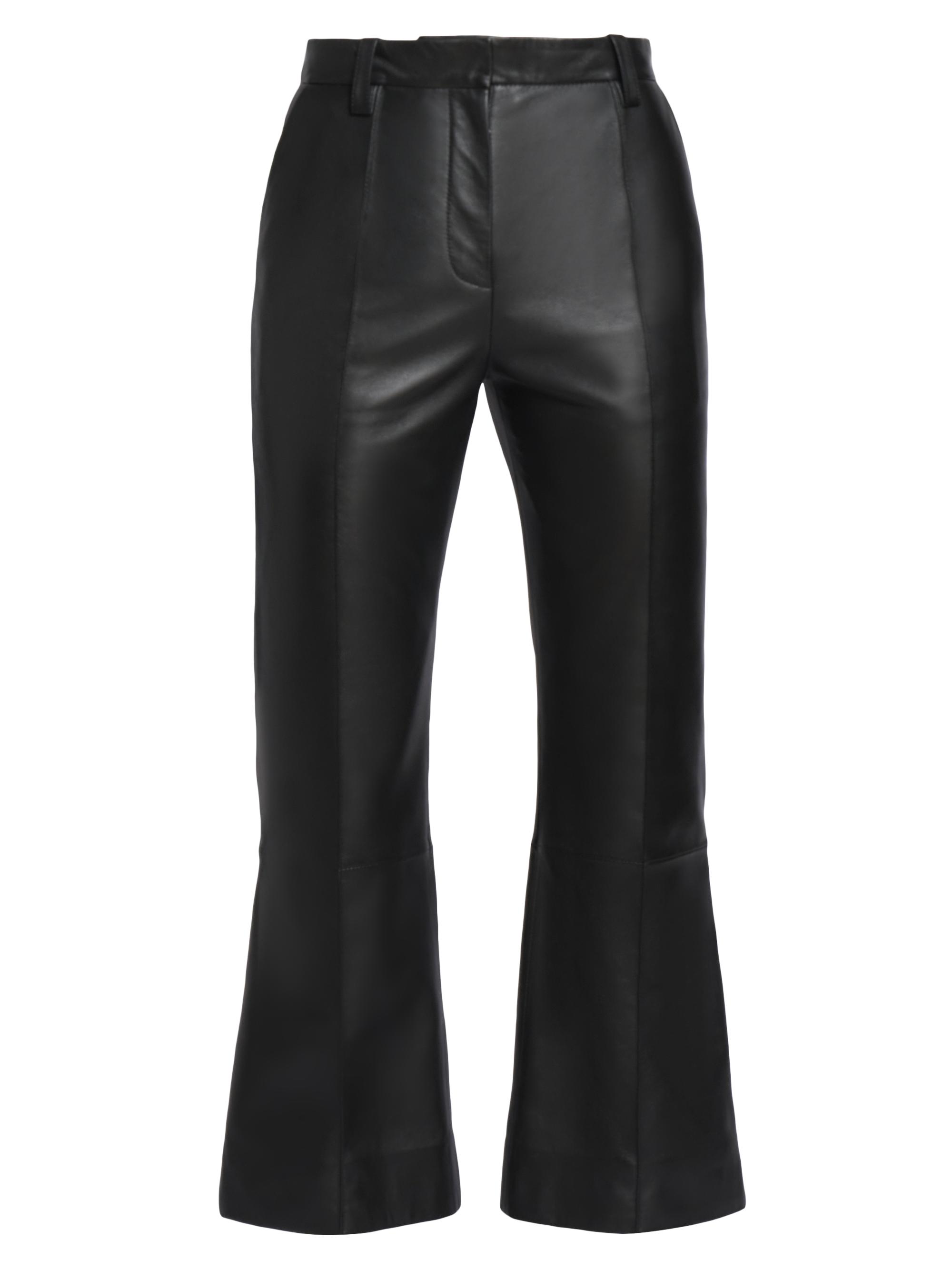 Victoria Beckham Women's Leather Cropped Flare Pants - Black