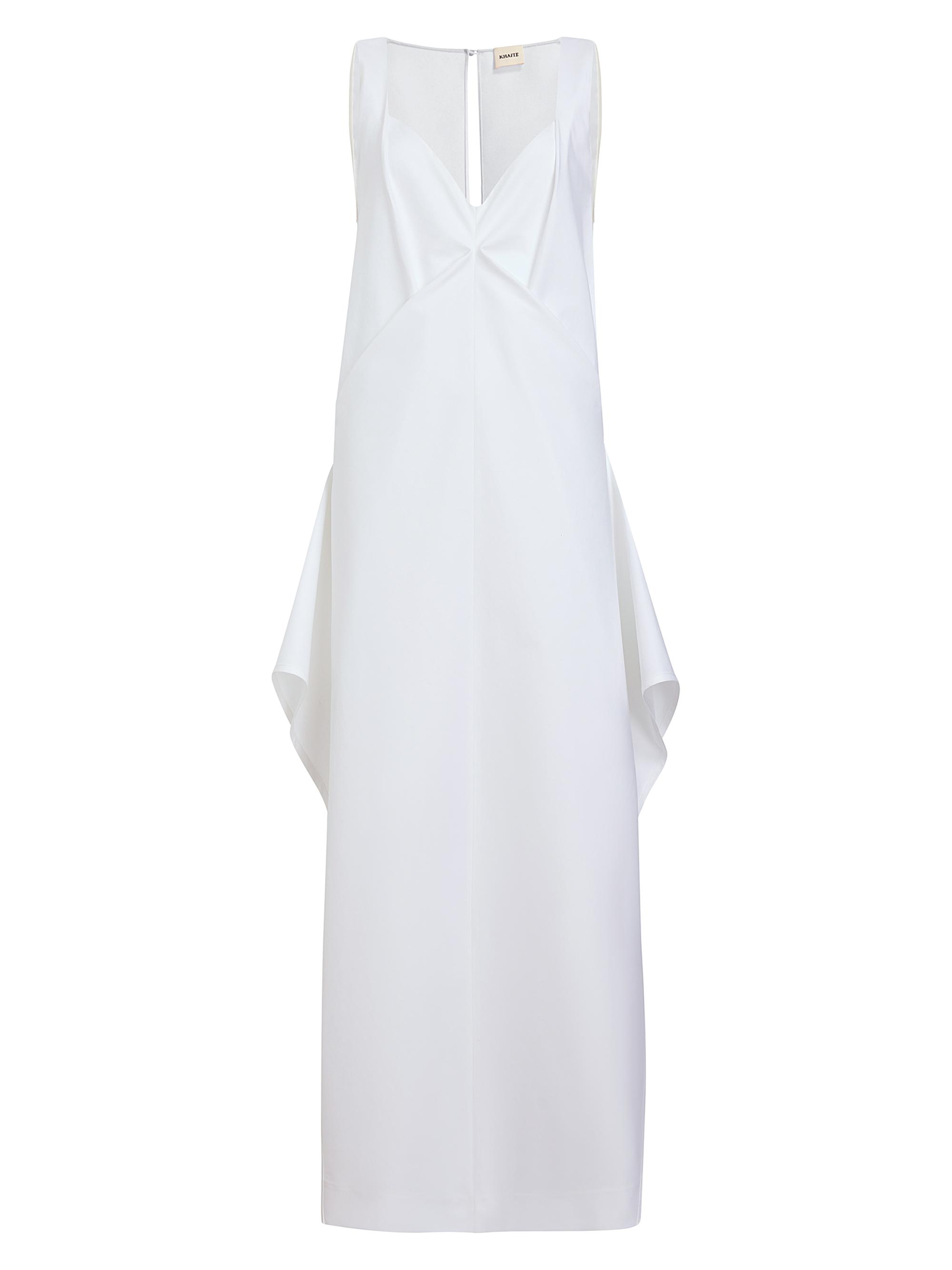 Khaite Women's Kenith Draped Cotton Poplin Maxi Dress - White