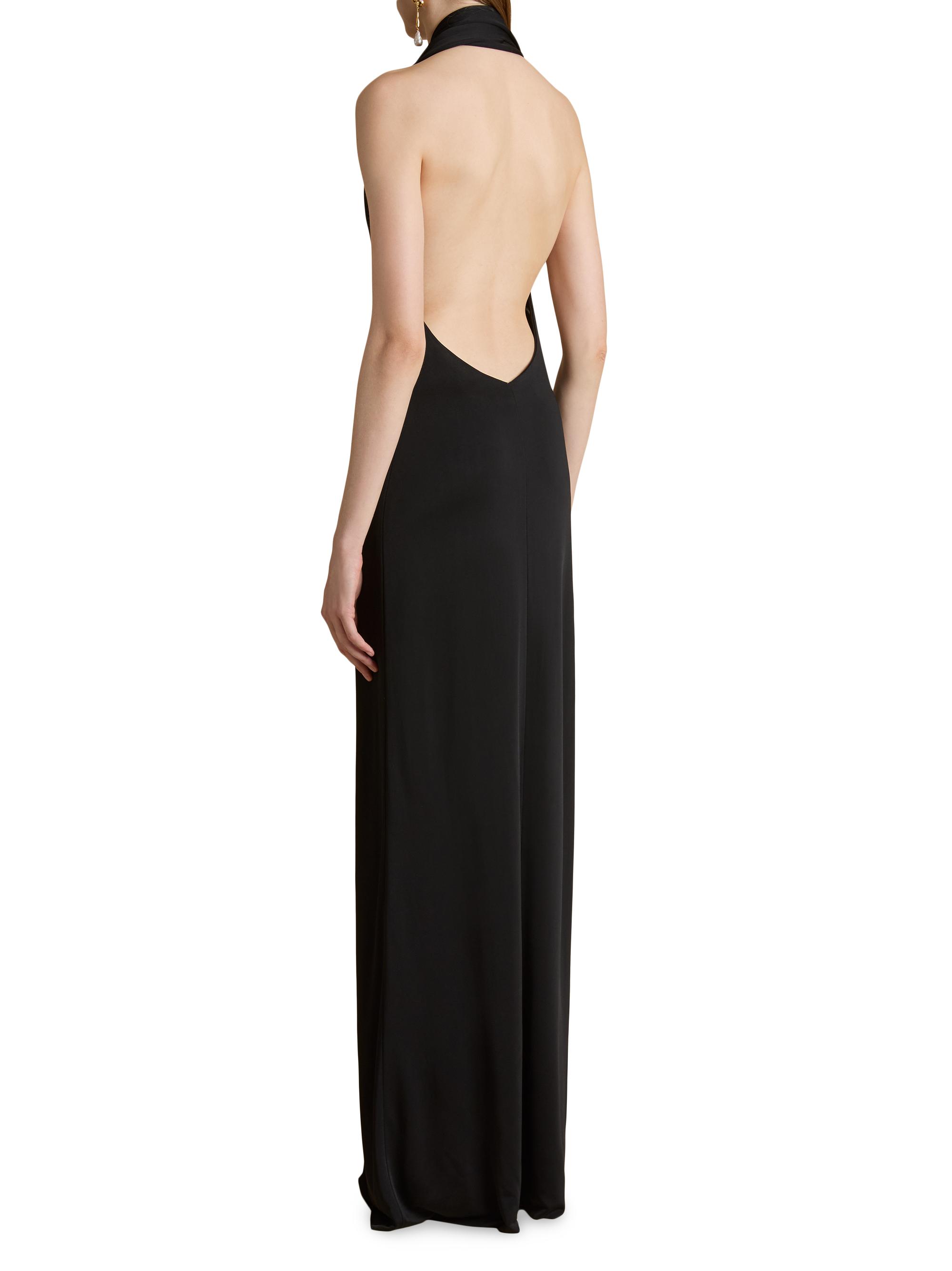 Khaite Roza Long Halter Dress - Black