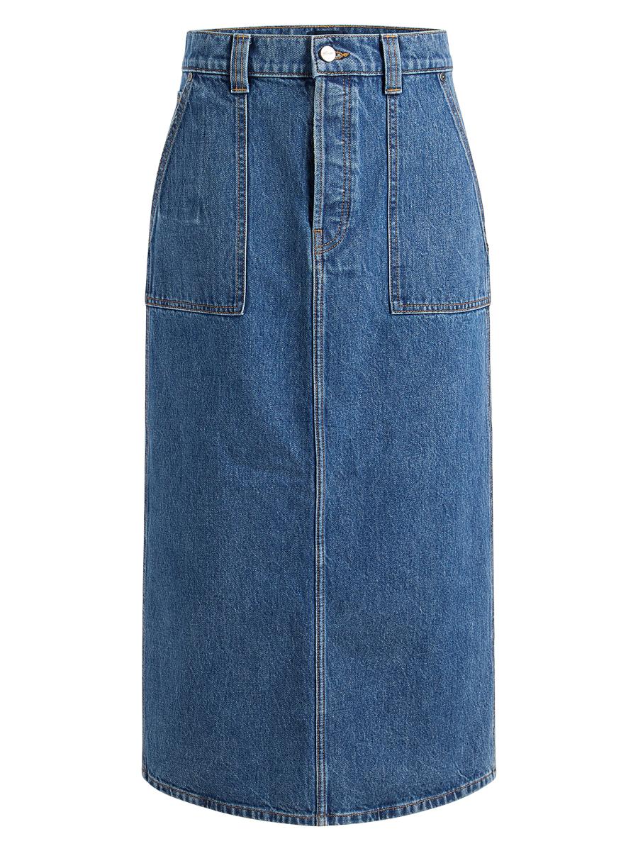 Khaite Genevieve Denim Midi-Skirt | Saks Fifth Avenue